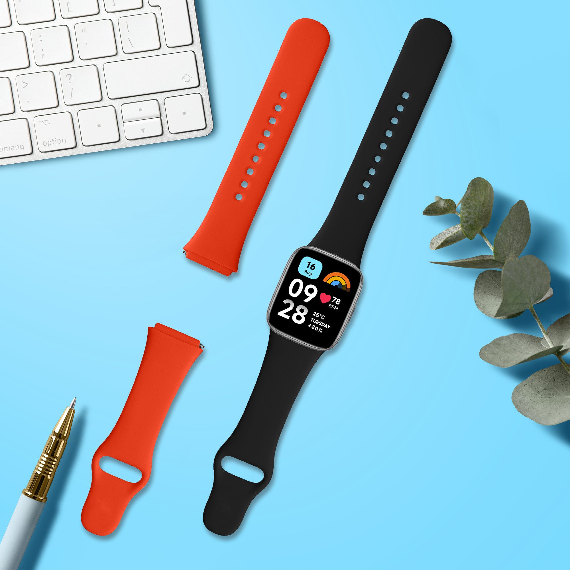 kwmobile 2x Uhrenarmband für Xiaomi Redmi Watch 3 Active Armband Smartwatch, 2-tlg., Fitnesstracker Band Set aus TPU Silikon - Ersatzarmband Smartwatch