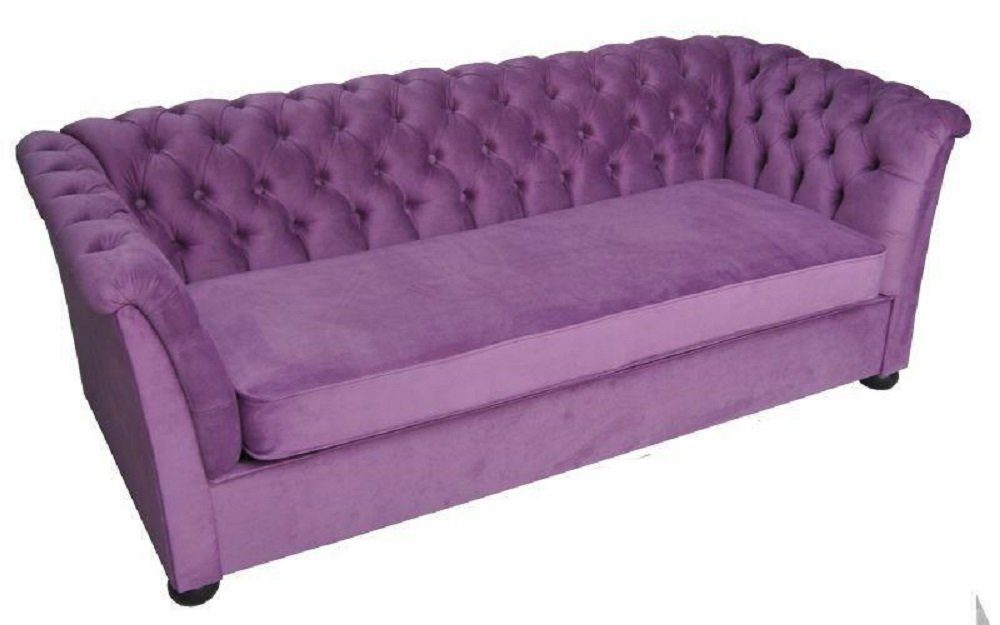 JVmoebel Sofa Chesterfield Couch Couchen Sofa Polster Textil Lila Dreisitzer
