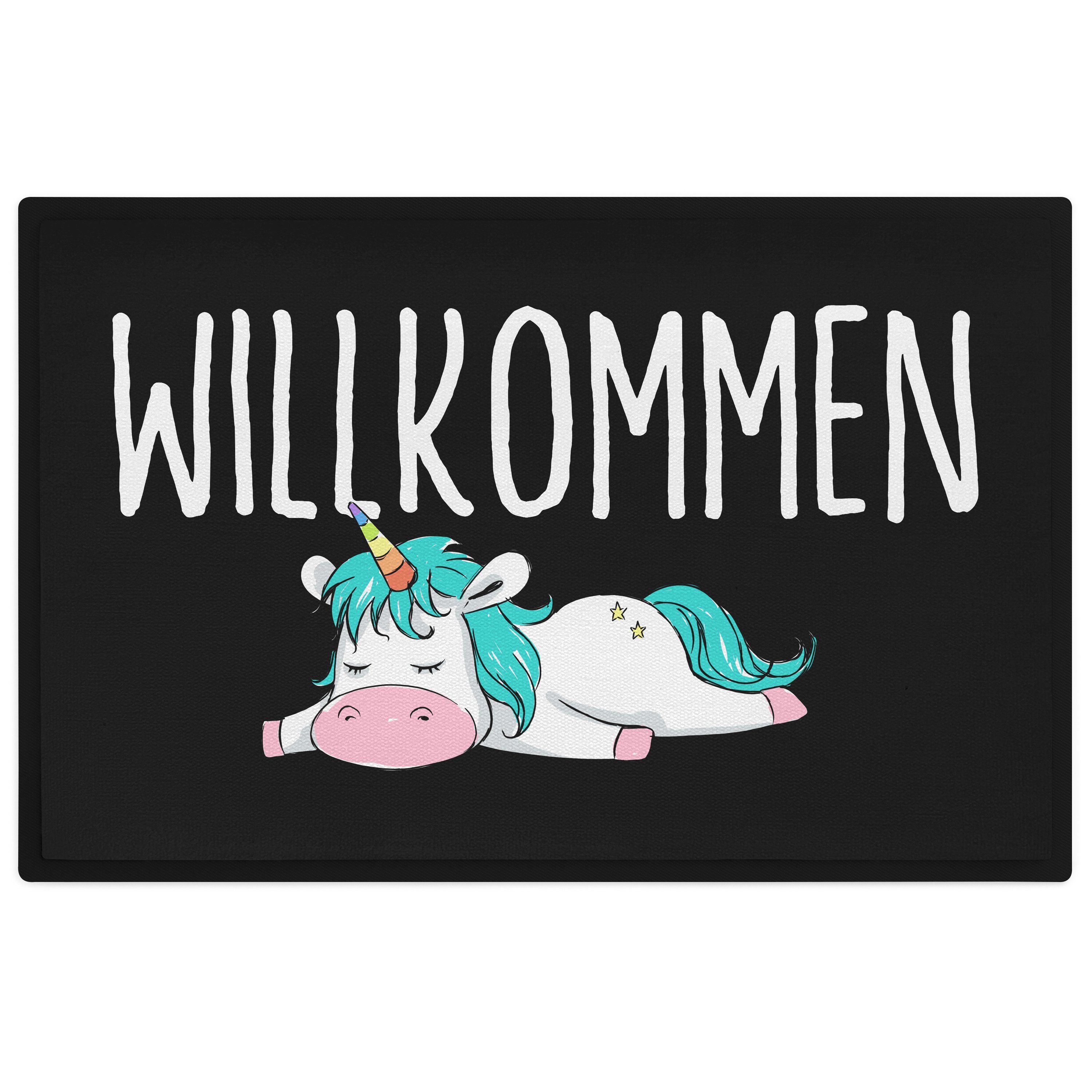 Trendation Fußmatte Willkommen Fußmatte Einhorn Lustig Geschenk Frauen Fussmatte Innen und