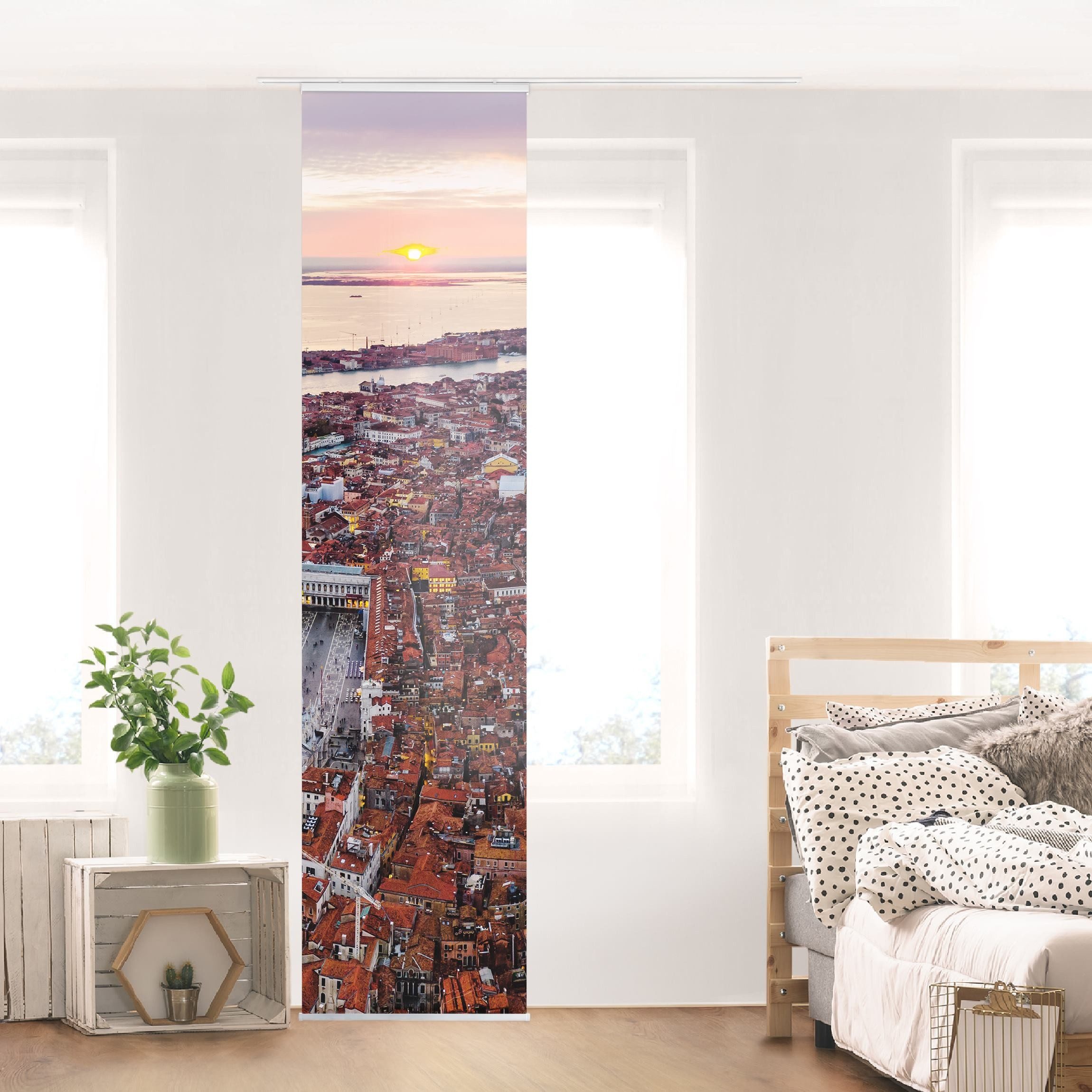 Bilderdepot24 Schiebegardine modern Flächenvorhang blickdicht Venedig (1 St), halbtransparent, Wohnzimmer große Flächengardine lichtdurchlässig für Klemm-System