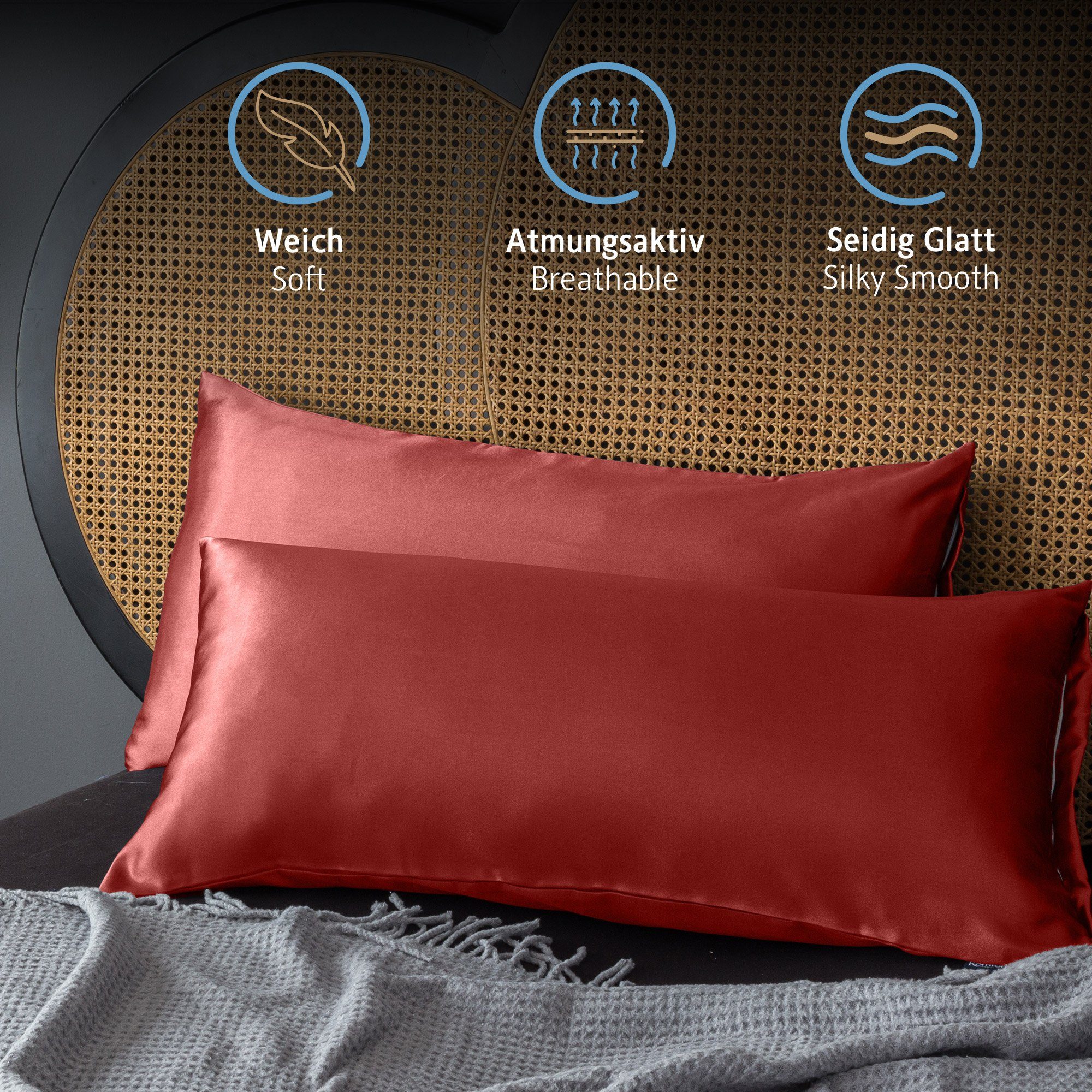 Komfortec Kissenbezug Mikrofaser Satin Kopfkissenbezug für günstig online kaufen