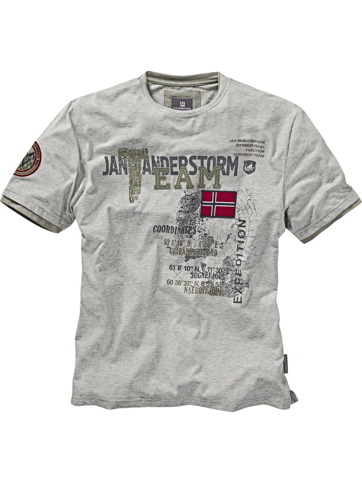 SÖLVE aus Jan Vanderstorm robustem grau T-Shirt Baumwolljersey