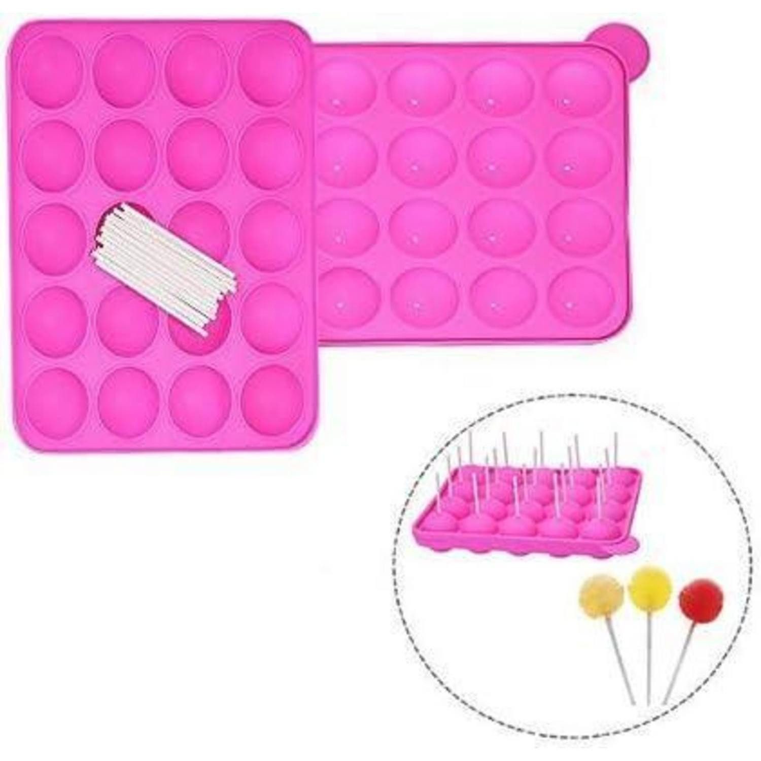 LuxusKollektion Cake-Pop-Form Silikon Cake Pop Form 20 rund rosa