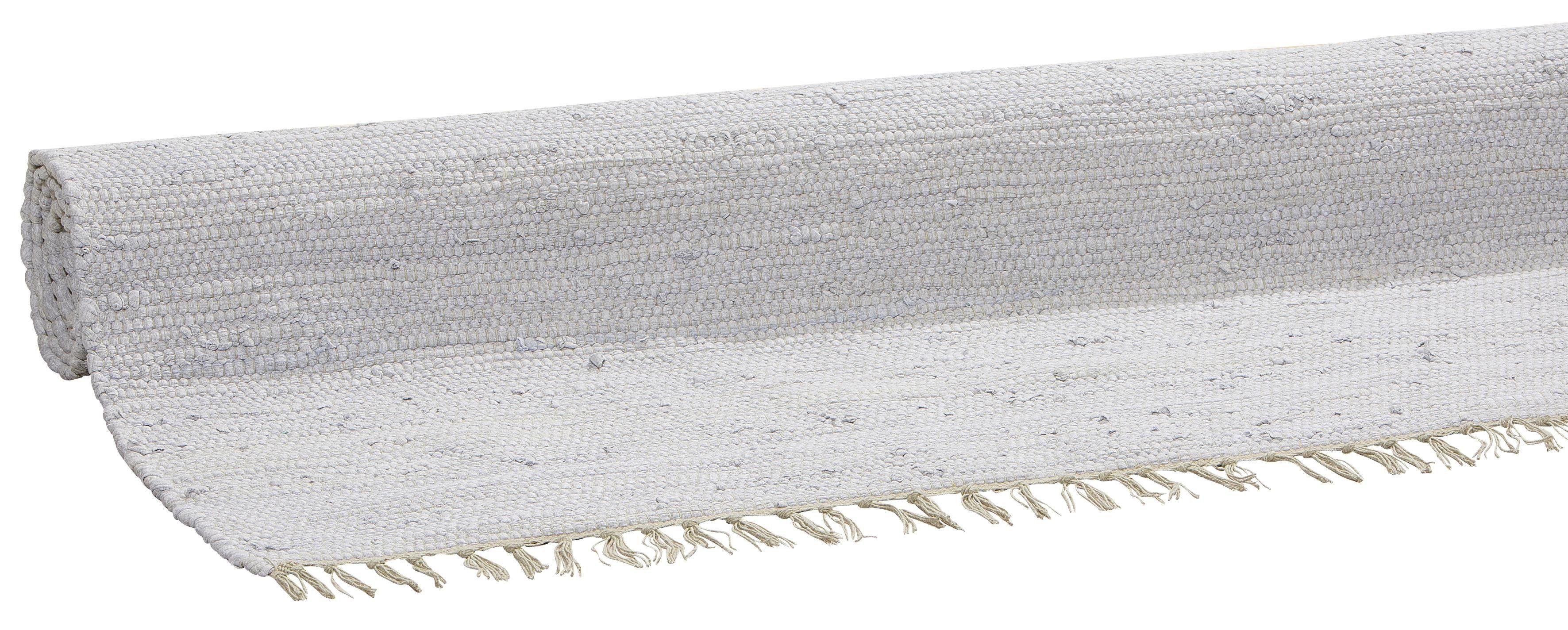 Teppich Paul, Lüttenhütt, grau mm, Fransen Höhe: 5 mit rechteckig, beidseitig handgewebt, Wendeteppich, verwendbar