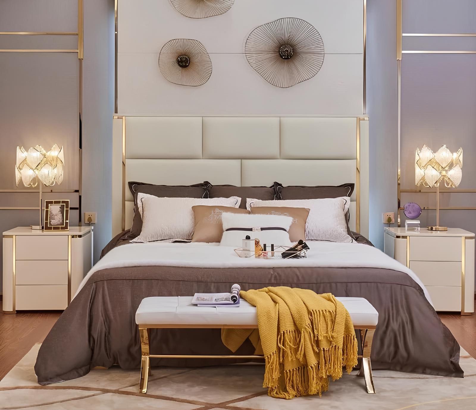 Xlmoebel Polsterbett Luxus-Polsterbett aus Leder für elegantes Schlafzimmer-Ambiente (1-tlg., Bett), Hergestellt in Europa