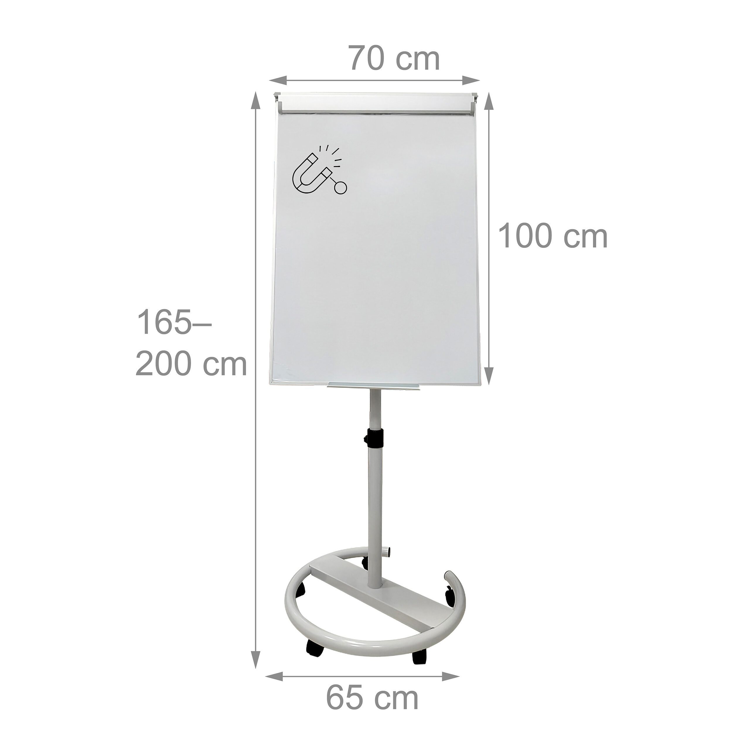 relaxdays Magnettafel Flipchart Whiteboard 100x70 cm 2 Arme, (11-tlg), weiß – Bild 4 von 5