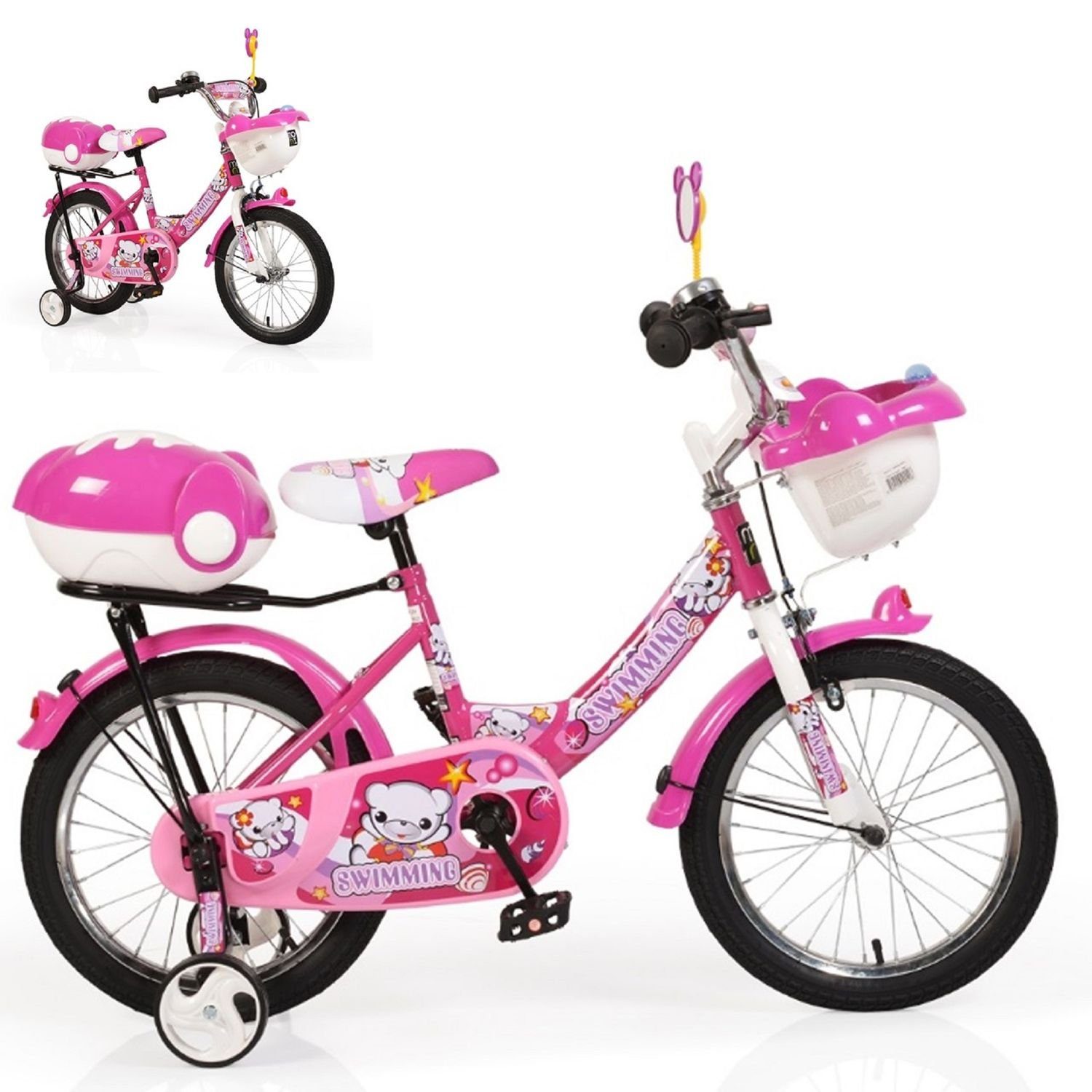Fahrrad Mädchenfahrrad Mädchen Kinderfahhrad BMX 16 Zoll Korb weiß 