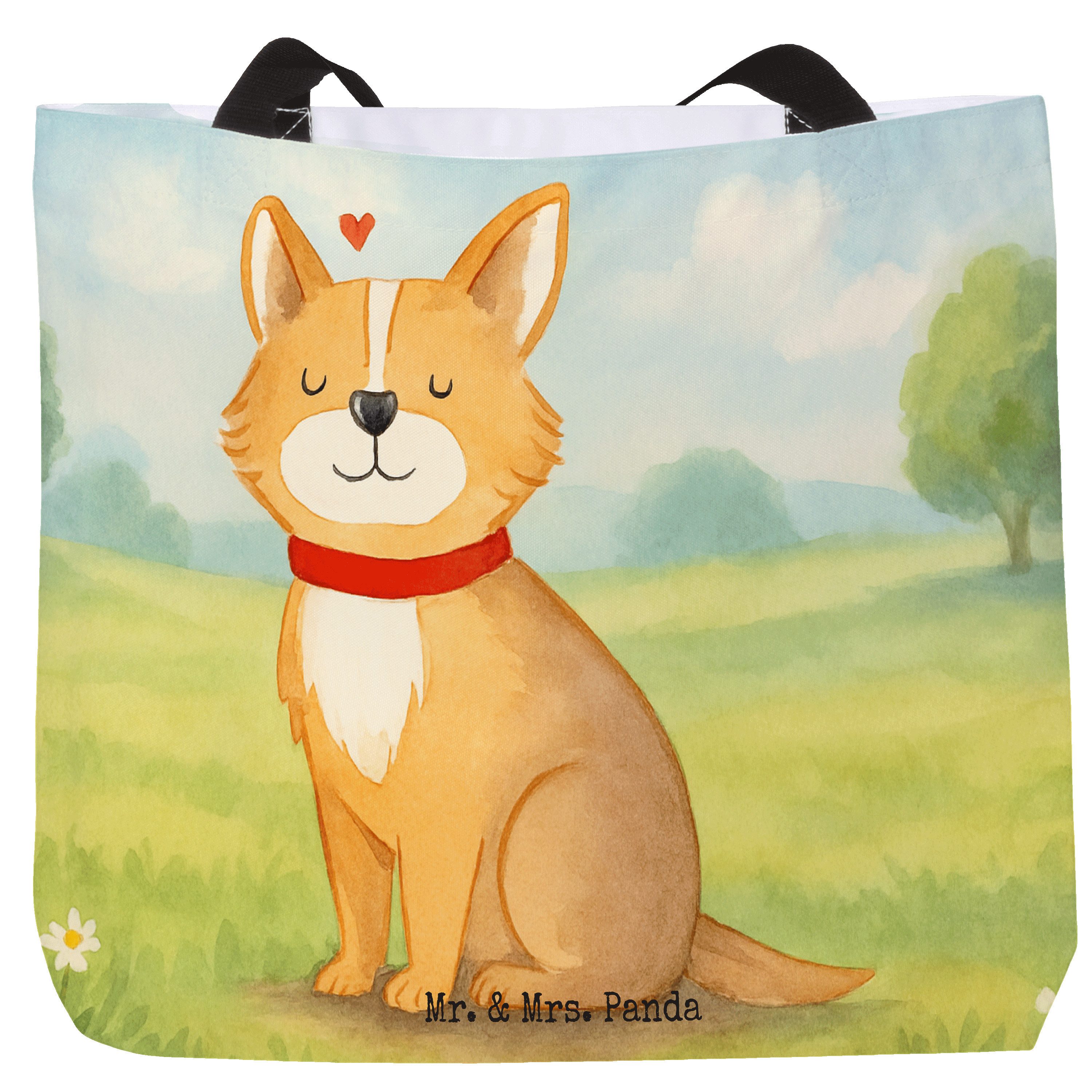 Shopper Hund Glück Design, Tote Bag, Weiß, Bag, Einkaufstasche, Laptoptasche