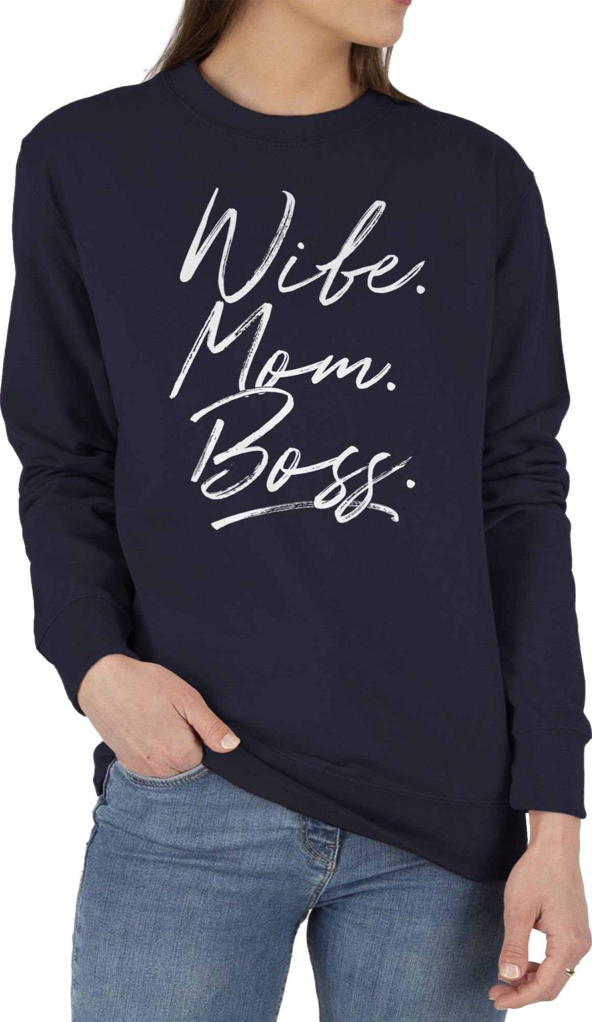 Wife 2 Mom Best Beste Shirtracer Momlife Mama Boss. Super Dunkelblau Sweatshirt Muttertagsgeschenke - Muttertagsgeschenk (1-tlg) Mom