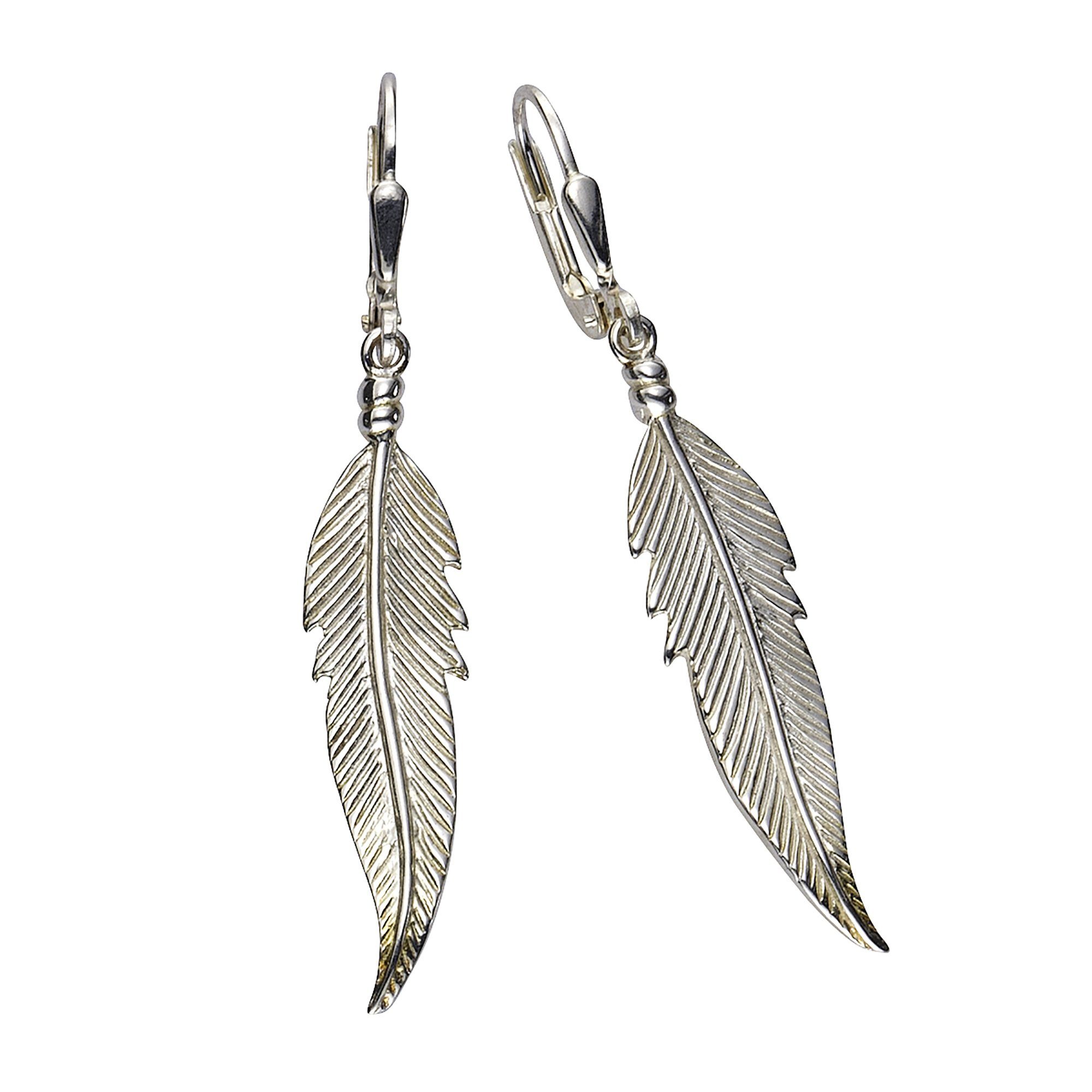 Zeeme Paar Ohrhänger Silber 925 Feder-Motiv 45mm lang günstig online kaufen