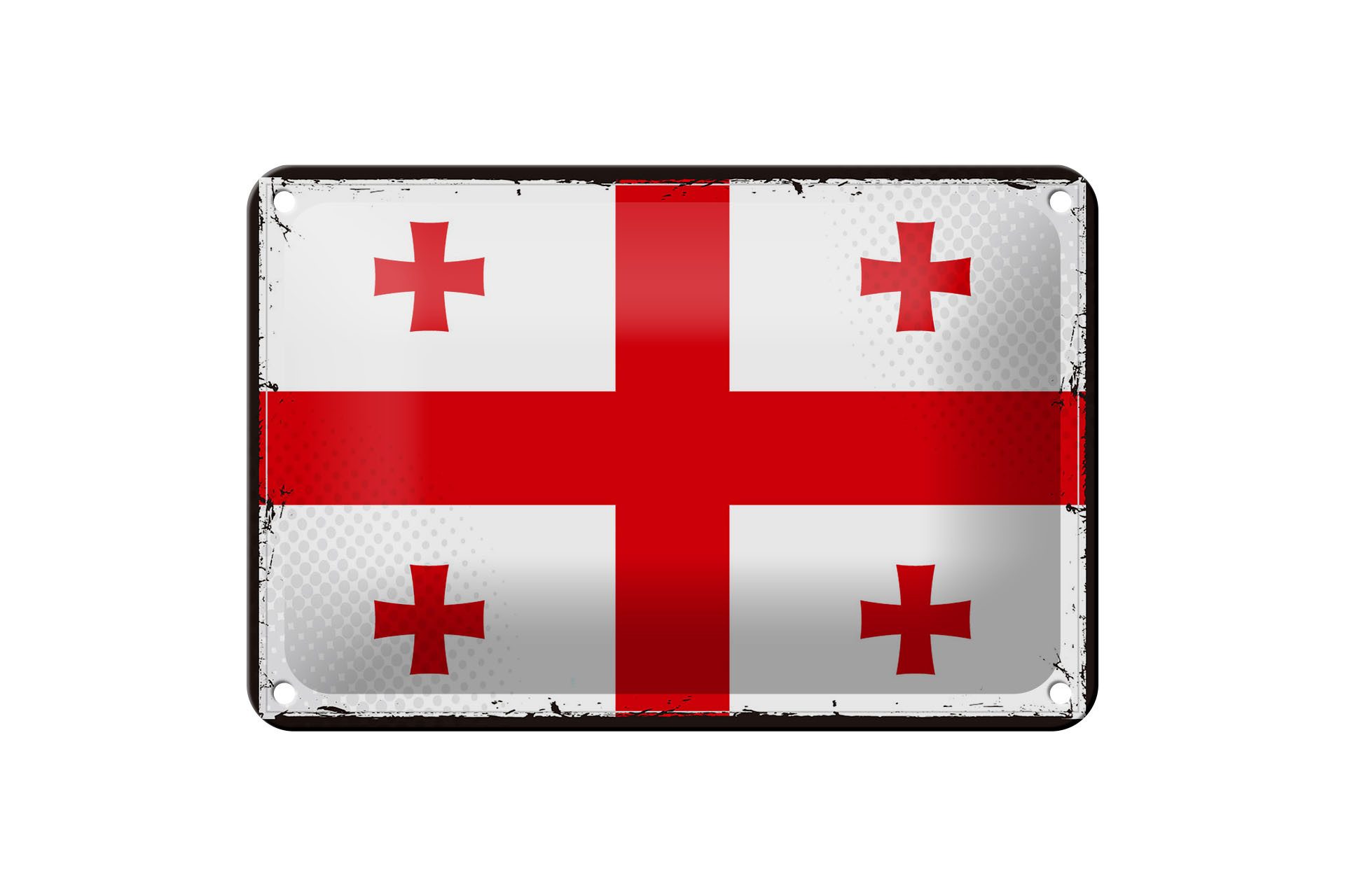 Femer GmbH Metallschild Flagge Georgiens 18x12cm Retro Flag of Georgia, (1 St), gewölbte Oberfläche, abgerundete Ecken, umgeschlagene Kanten