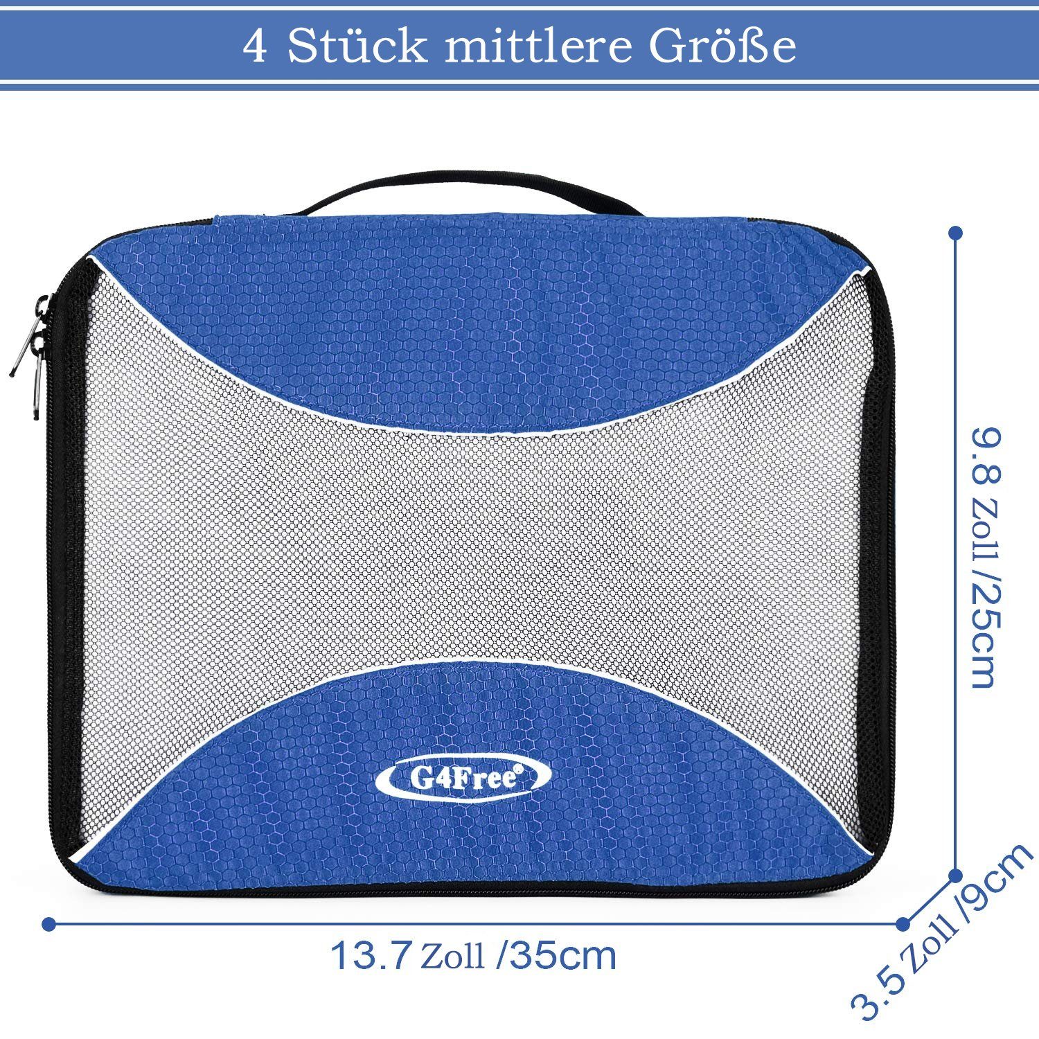 G4Free Kofferorganizer (4-tlg), Kleidertaschen Organizer Blau 4 tlg -Set, Koffer