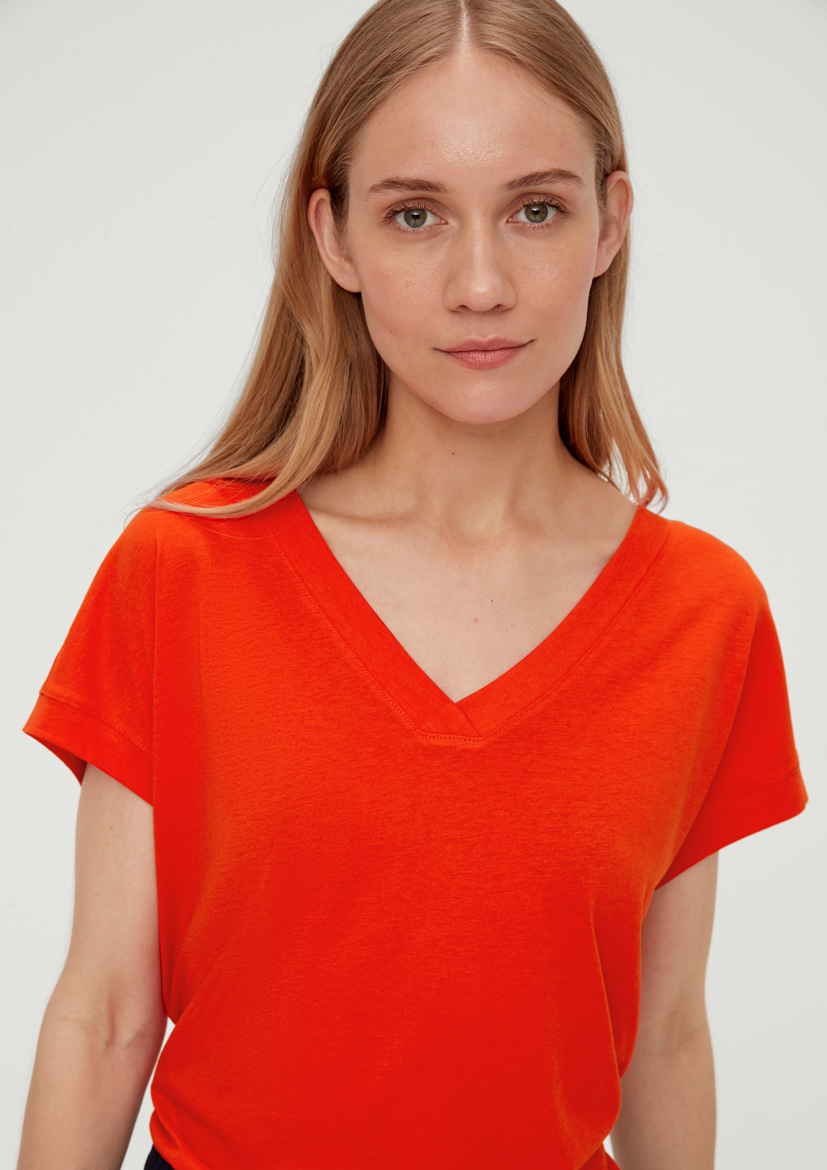 s.Oliver Kurzarmshirt mit Rückendetail T-Shirt dunkelorange