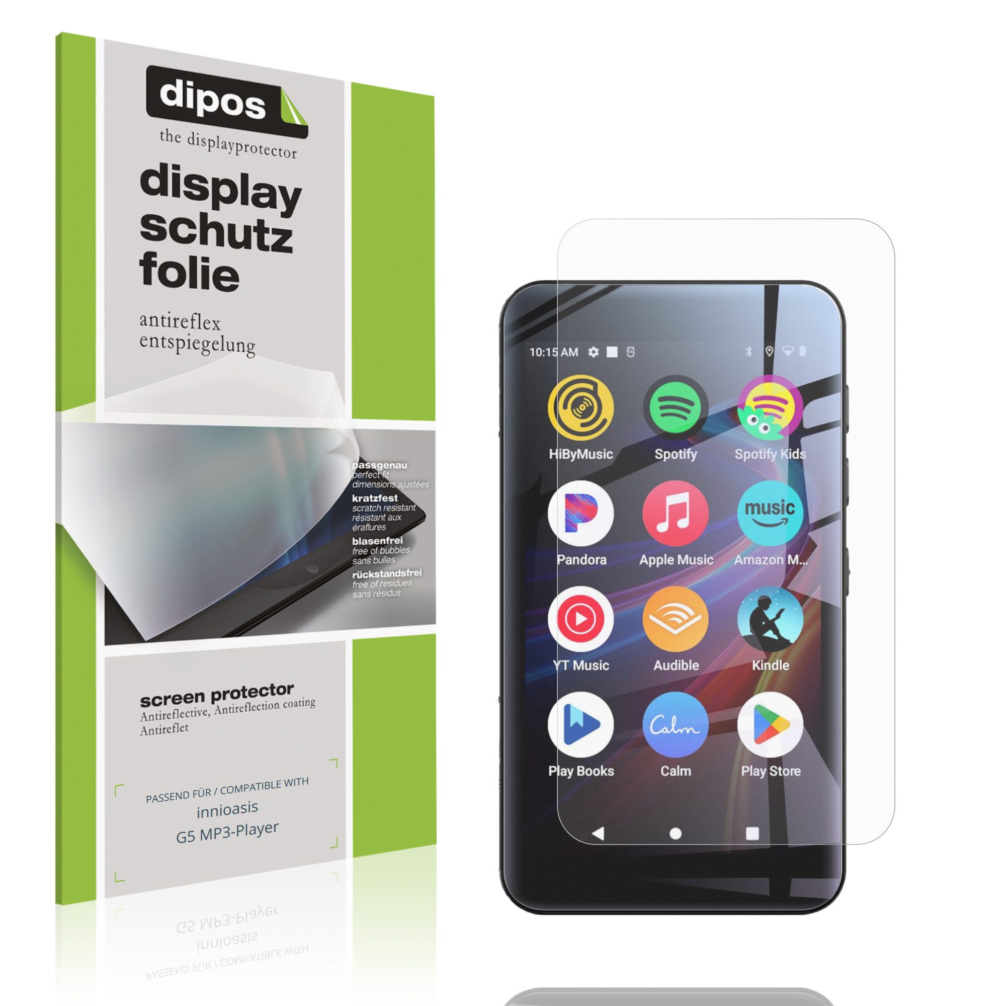 dipos Displayschutzfolie Schutzfolie für innioasis G5 MP3-Player, 4 Stück, Displayschutz Schutz Folie Made in Germany