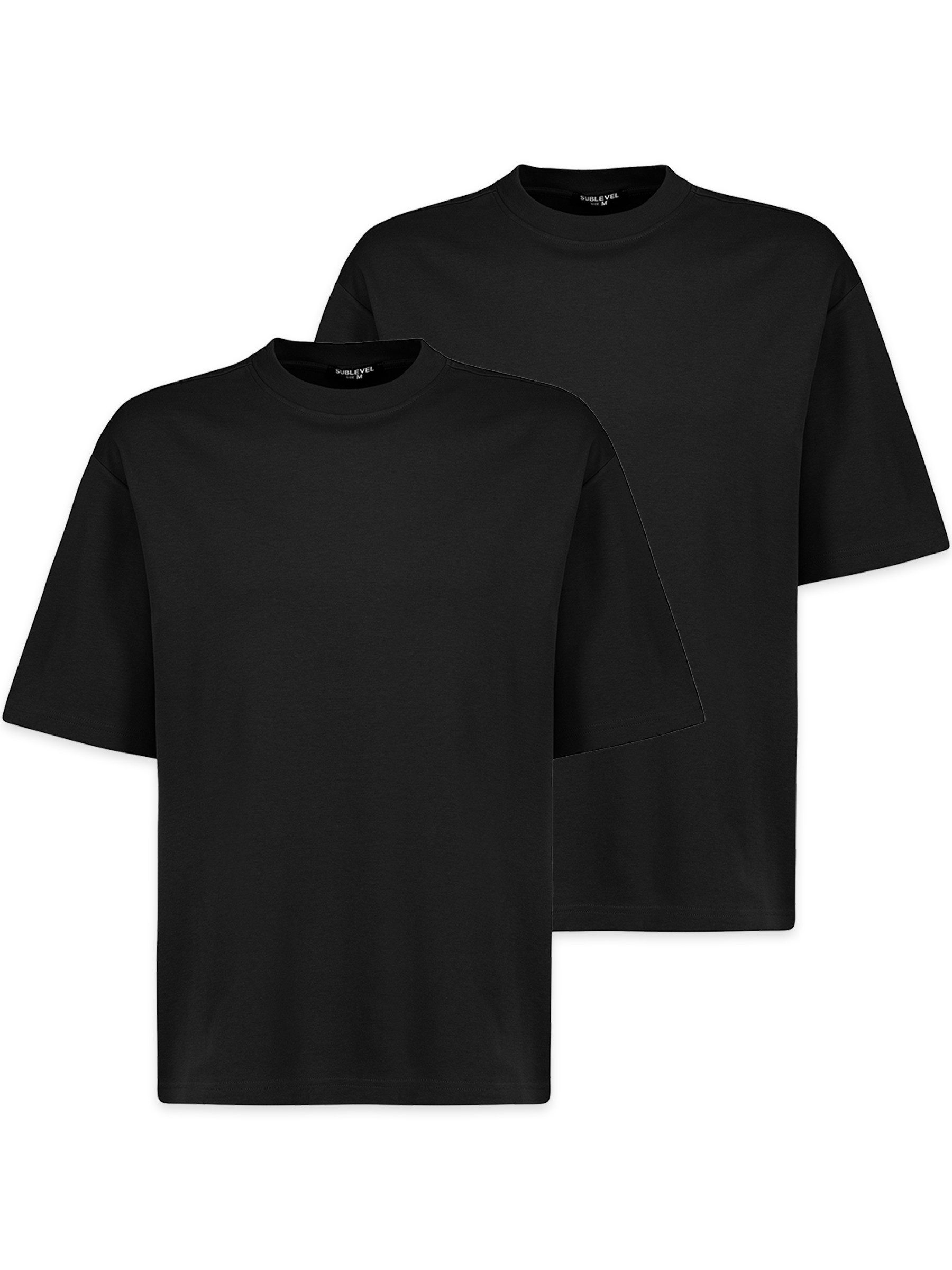 T-Shirt Unifarbenes Kurzarmoberteil 2er-Set Rundhalsausschnitt Basic