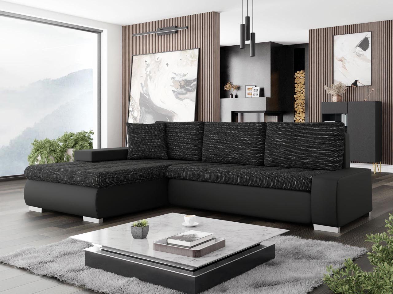 MIRJAN24 Ecksofa Orkan Mini, mit Schlaffunktion und Bettkasten, Universell L-Form Polsterecke