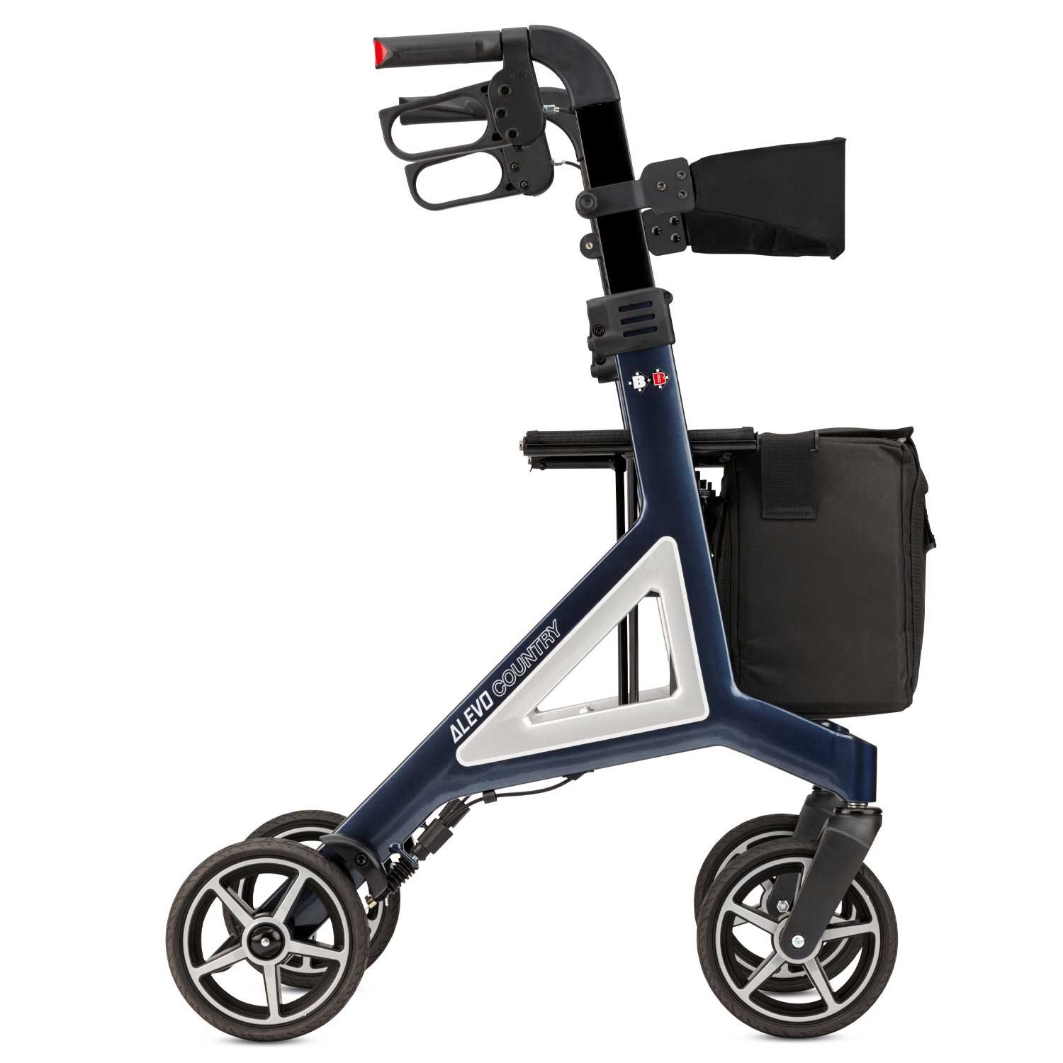 Bischoff & Bischoff Rollator B+B Alevo Country Rollator Nachtblau Sitzhöhe 51 cm, Profilbereifung, Komfort-Rückengurt, für Außenbereiche