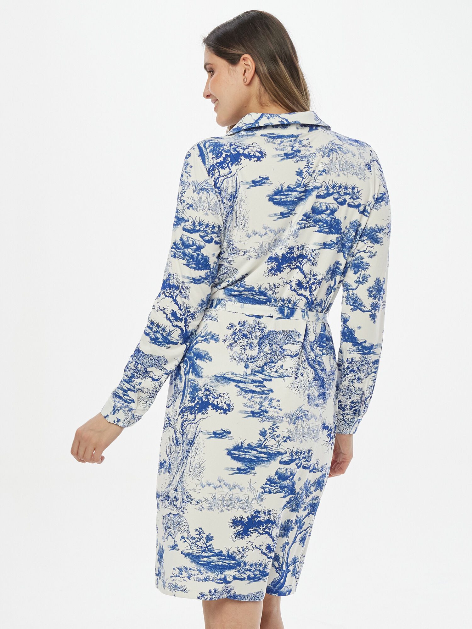 MONACO blue WEEKEND Shirtkleid Longbluse Figurumspielend im Alloverdruck günstig online kaufen