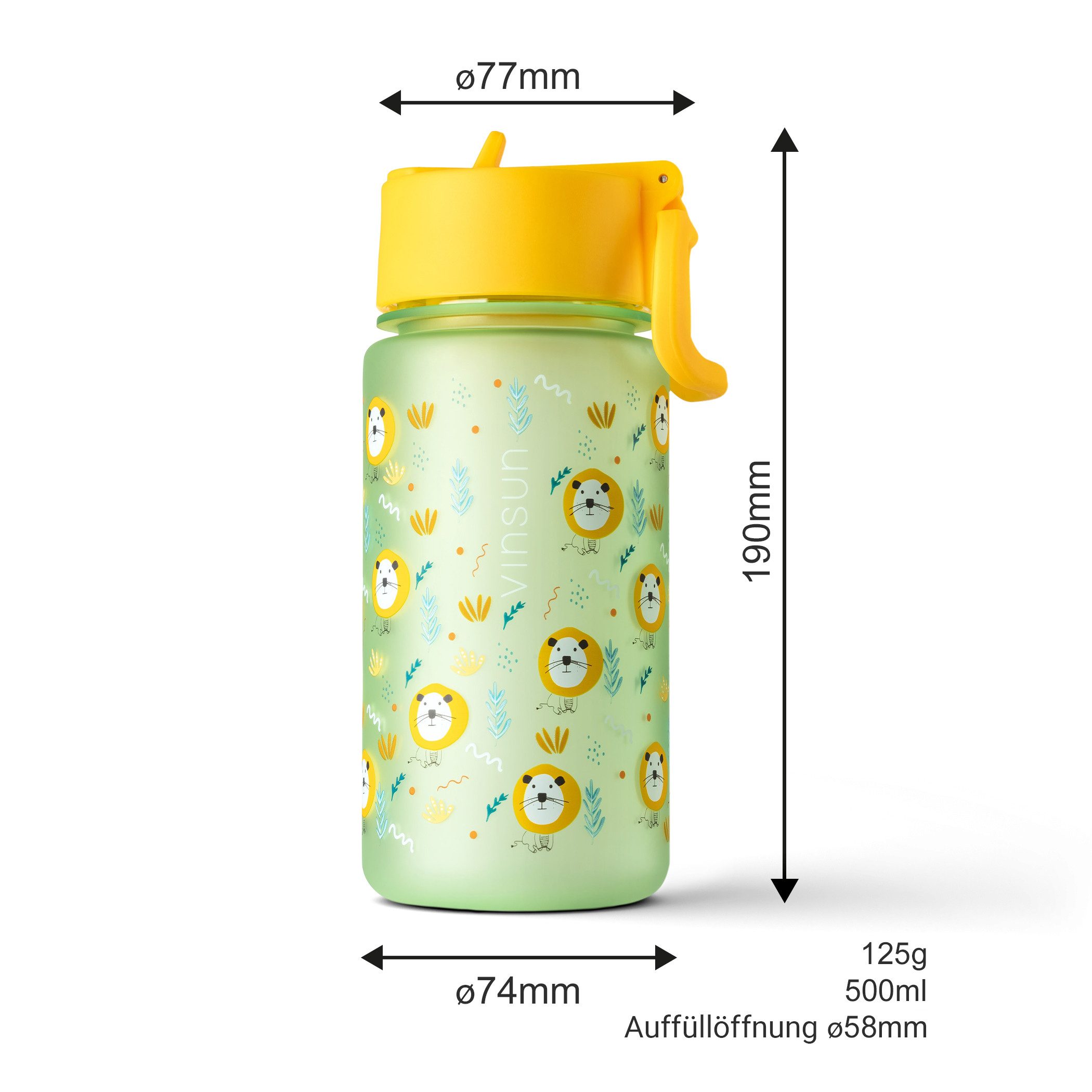 Vinsun Trinkflasche Tritan Flasche 500ml Kinder Wasserflasche mit Strohhalm auslaufsicher, BPA frei, bruchsicher, geruchs- & geschmacksneutral, geringes Gewicht