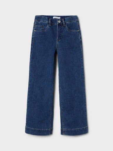 Name It Weite Jeans NKFROSE für Mädchen mit weitem Bein und High Waist unifarben, casual, loose fit, Baumwollmischung, Denim