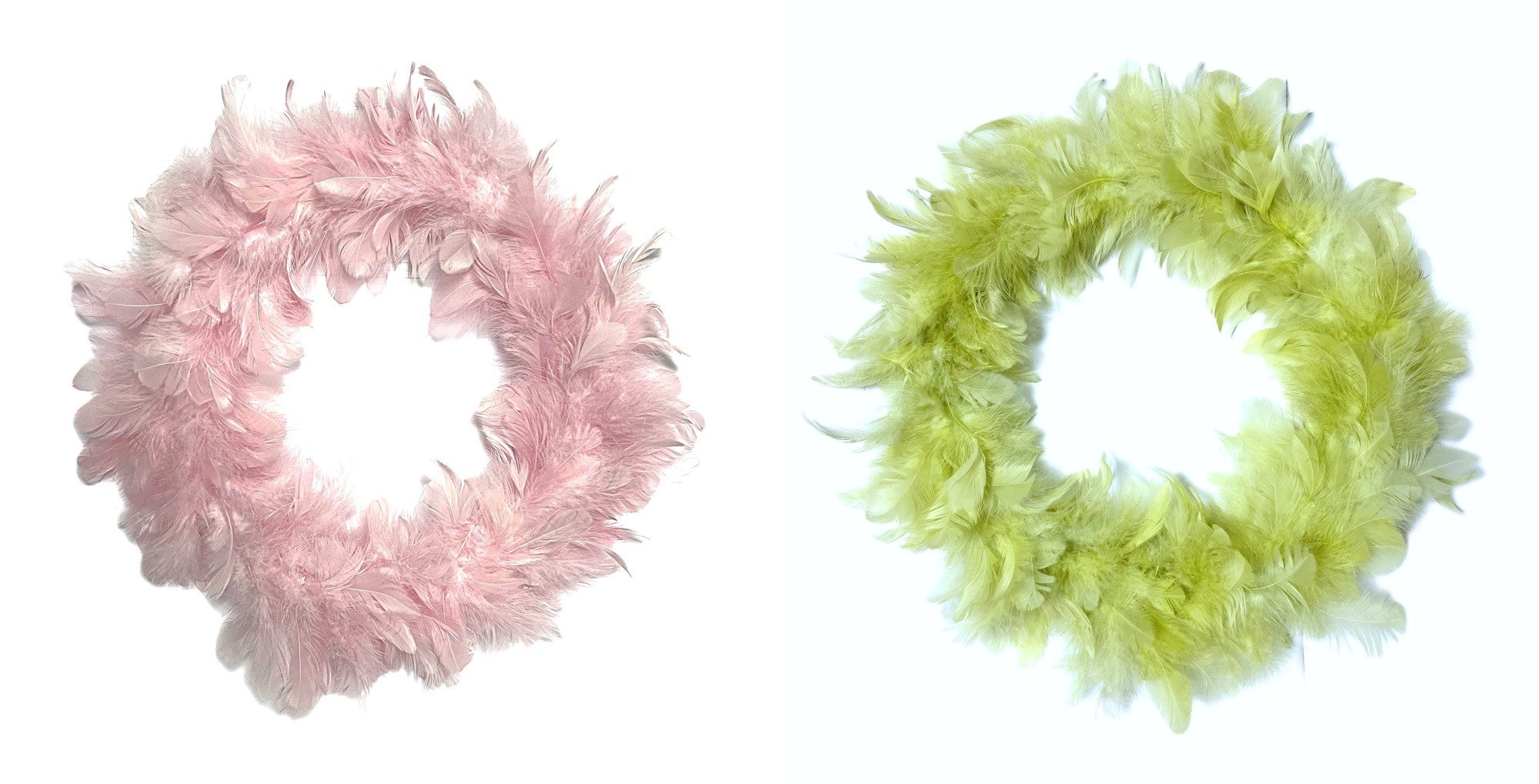 Exner GmbH Garten- & Wohnaccessoires Dekokranz Federkranz 2er Set Frühling Ostern Hänger Grün Rosa 35 cm, Echtfeder