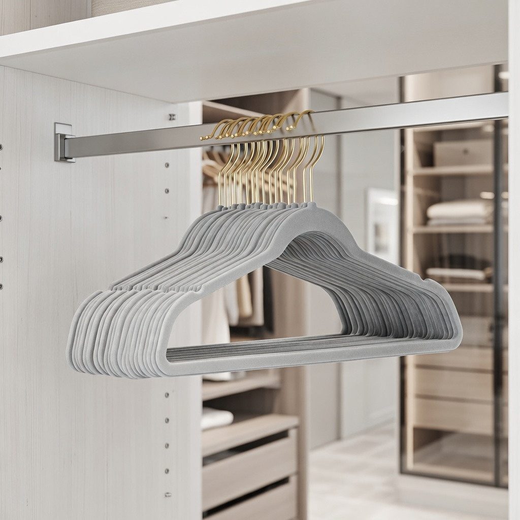 StickandShine Kleiderbügel Samt 25 Stück in verschiedenen Farben mit edlen Goldhaken im Set, (Spar-Set), Designbügel – Bild 2 von 5