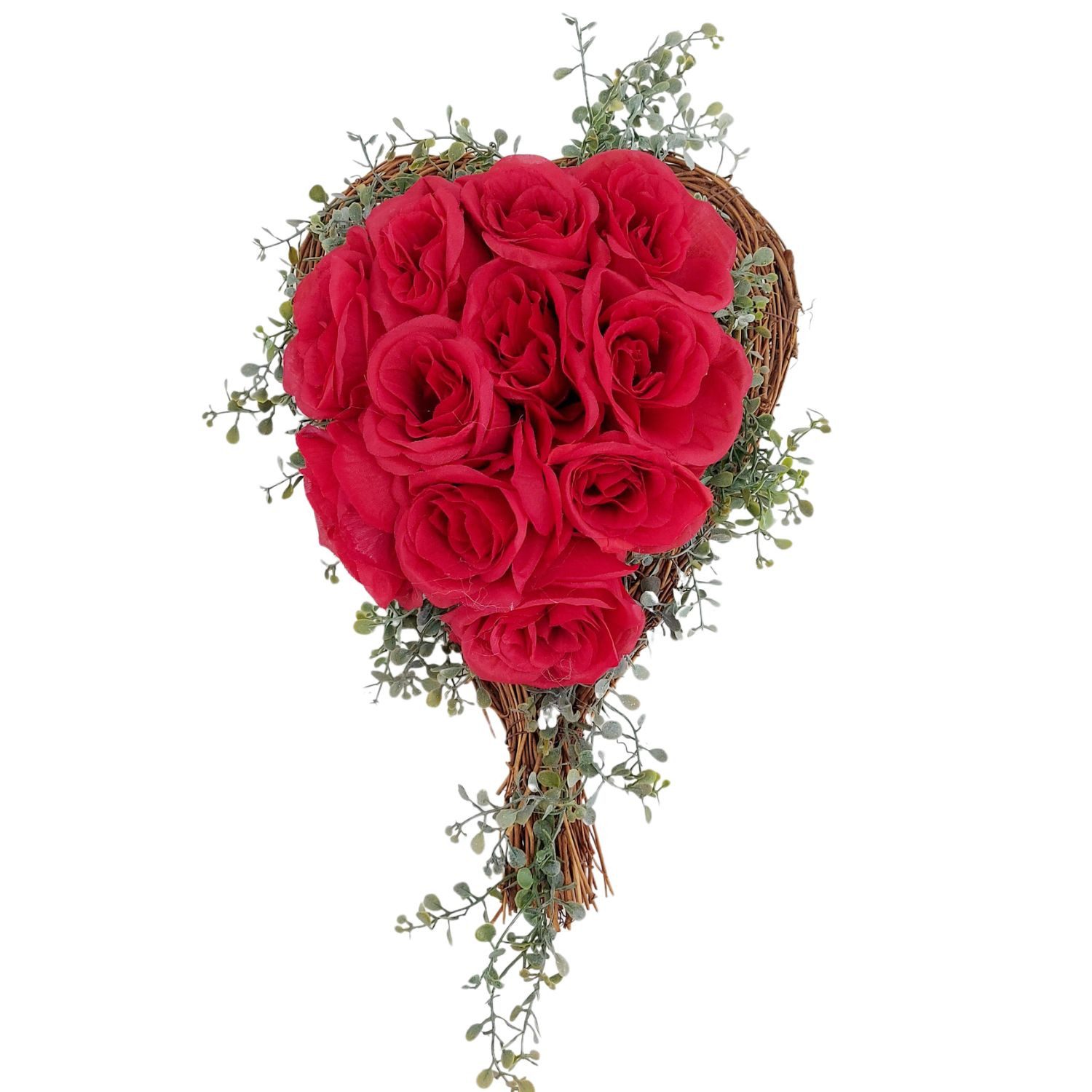 Gestecke Grabschmuck, CreaFlor Home, Höhe 14 cm, Wetterfest, Rot, Herz, H: 14cm
