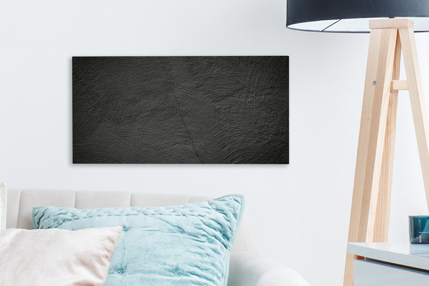 OneMillionCanvasses® Leinwandbild Panorama Beton - Schwarz - Industriell, Fotodruck (1 St), Wandbild, Deko Schlafzimmer Wohnzimmer Flur 40x20 cm