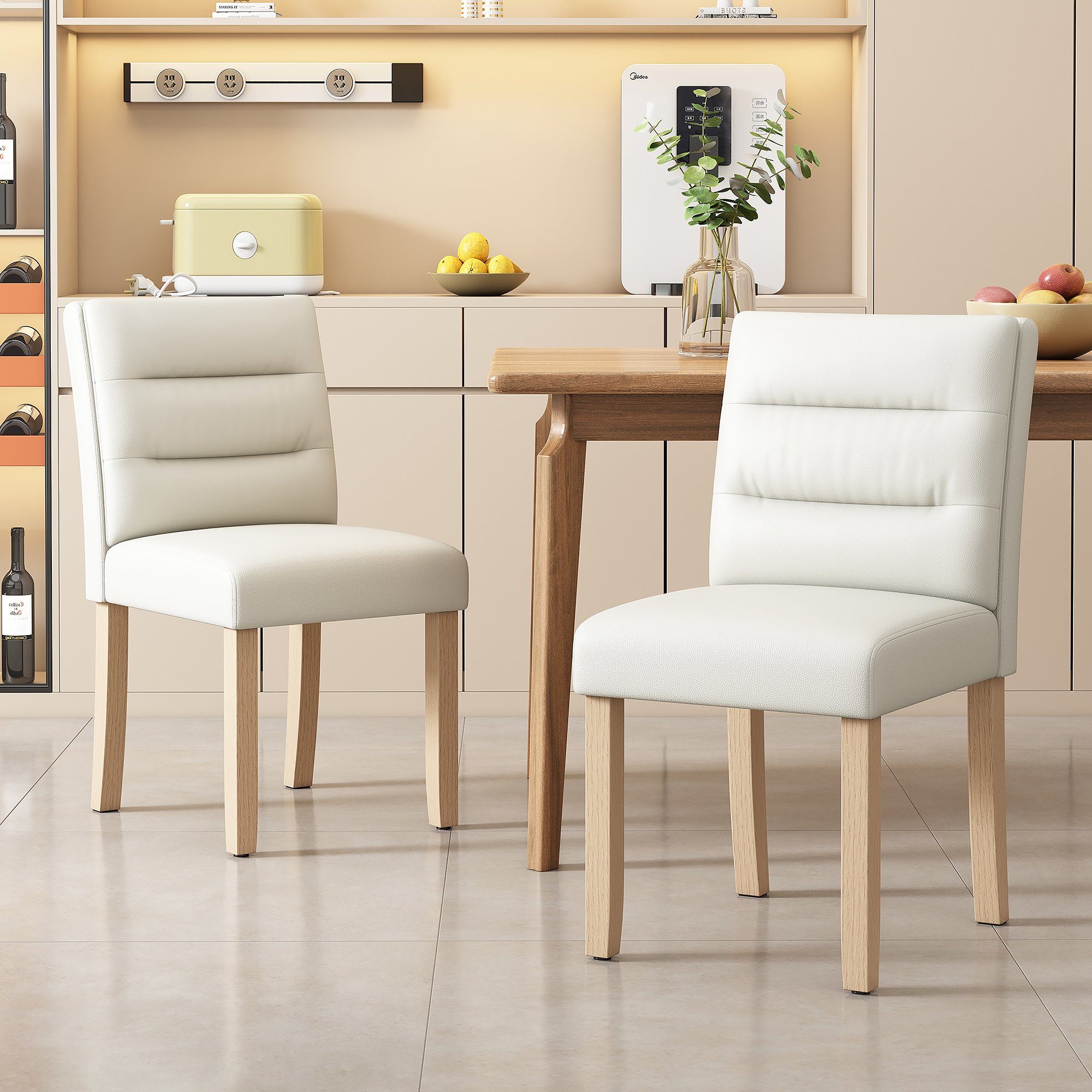 Celya Esszimmerstuhl Familien-Esszimmerstühle, Stühle (2 St), 2er set, vier  Stühle mit Eichenbeinrücken, Weiß