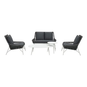 GMD Living Sitzgruppe MAXIME, (Garten Loungegruppe, 5-tlg., 2 Tische, 1 2-Sitzer Sofa, 2 Sessel und den passenden Polstern), modernes Gartenmöbel-Set aus Rope, 5-teilig