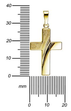 JEVELION Kreuzkette Kreuz Anhänger 585 Gold - Made in Germany (Goldanhänger, für Damen und Herren), Mit Kette vergoldet- Länge wählbar 36 - 70 cm.