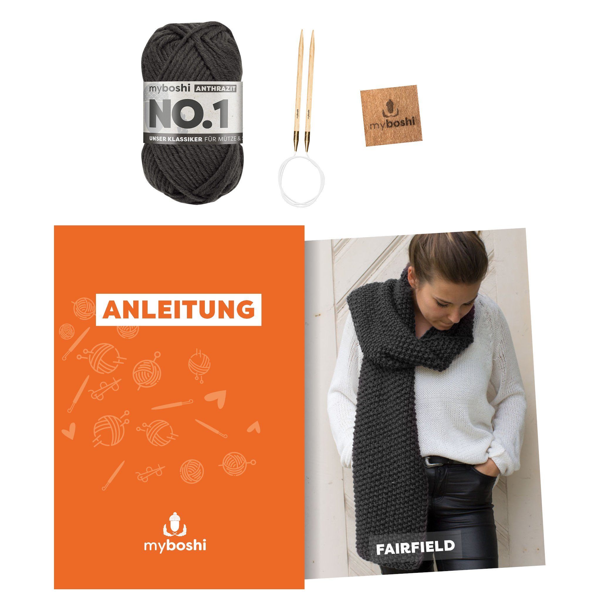 myboshi Kreativset Strickset Schal Fairfield No.1 Wolle Stricknadel, (1-tlg)