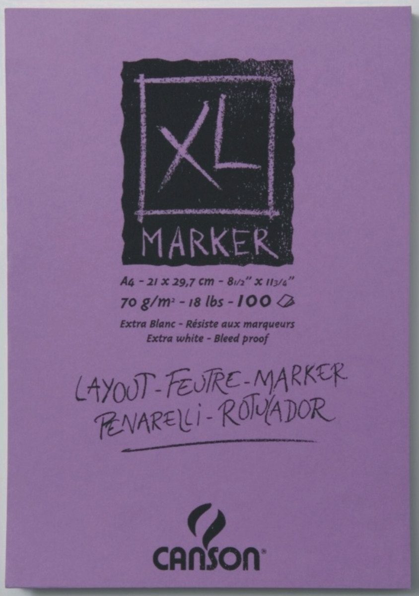 canson Zeichenpapier Zeichenblock XL Marker A3 70g/qm 100 Blatt sehr weiß