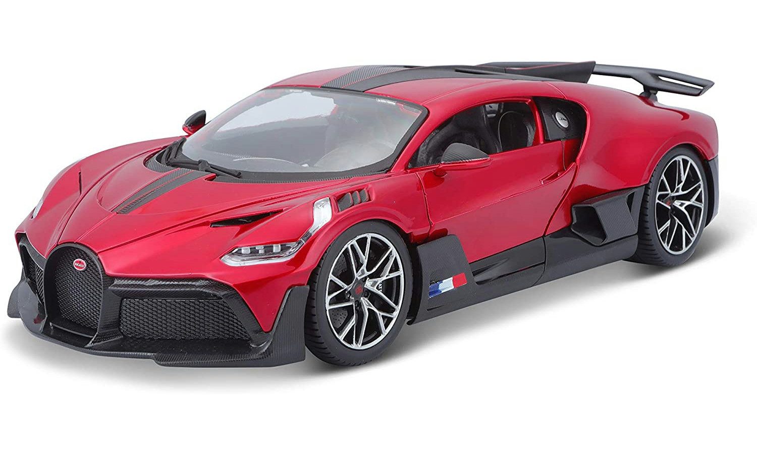 Bburago Modellauto Bugatti DIVO (rot metallic), Maßstab 1:18, Originalgetreue Innenausstattung