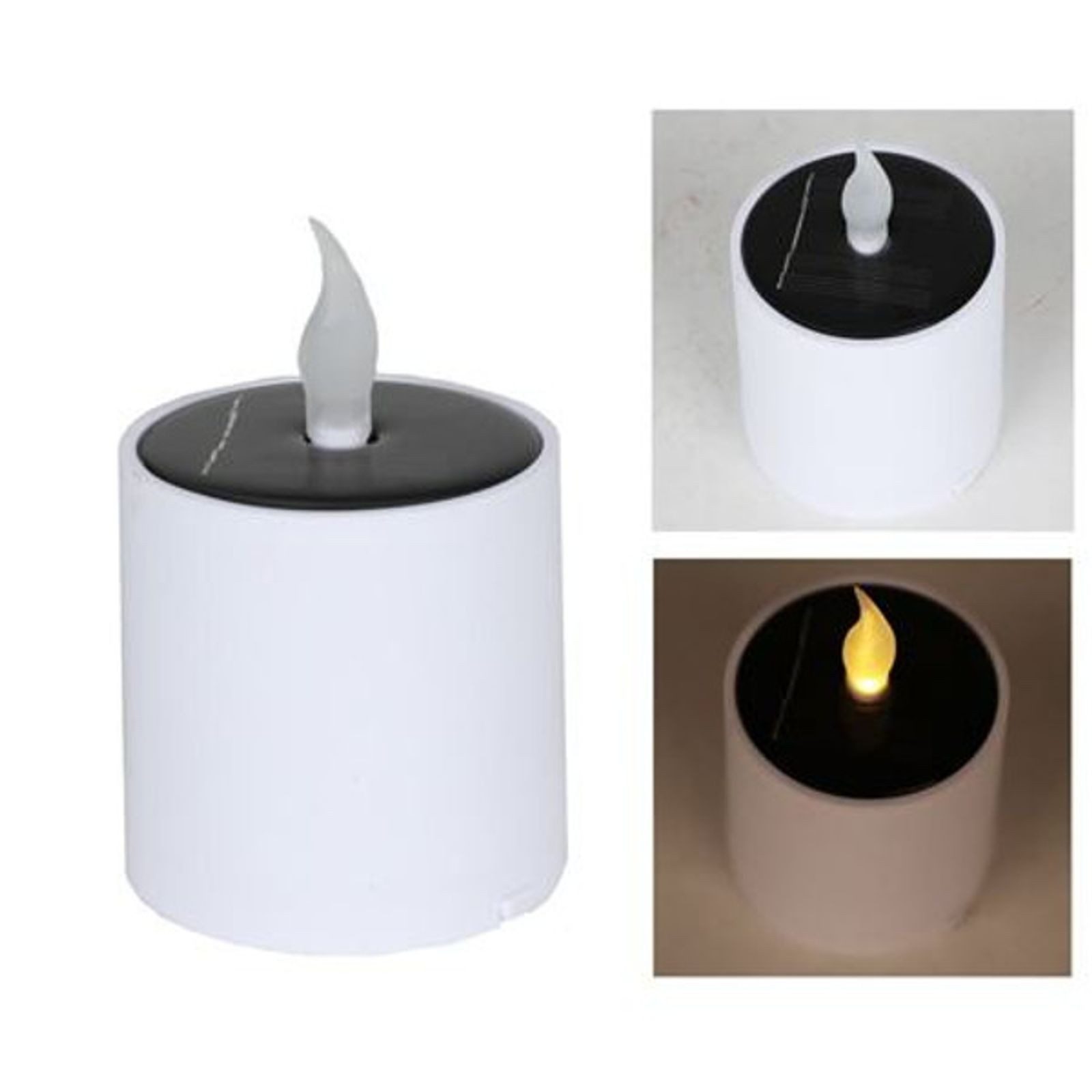 BURI Tafelkerze LED-Kerze flackernd Solarkerze Gartenkerze Stumpenkerze Deko warmweiß