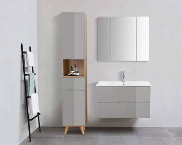 andas Spiegelschrank Lund Bad Spiegel WC Wandspiegel Badezimmerspiegel ohne LED Badschrank Badezimmerspiegelschrank Spiegel Breite 80cm mit 3 Türen
