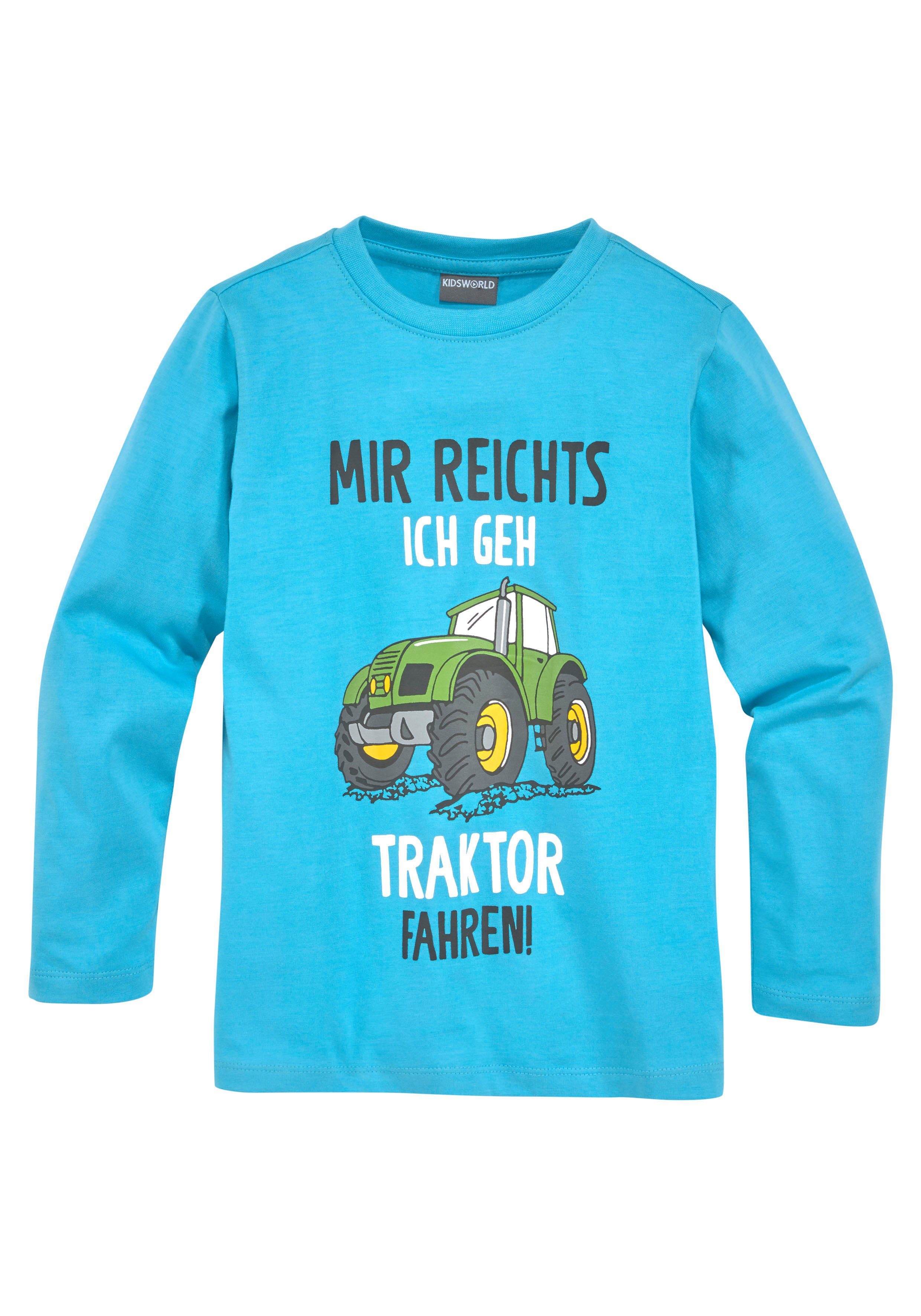 KIDSWORLD Shirt & (Spar-Set, REICHTS, Langarmshirt+Jogginghose MIR GEH ICH Hose FAHREN 2-tlg) TRAKTOR