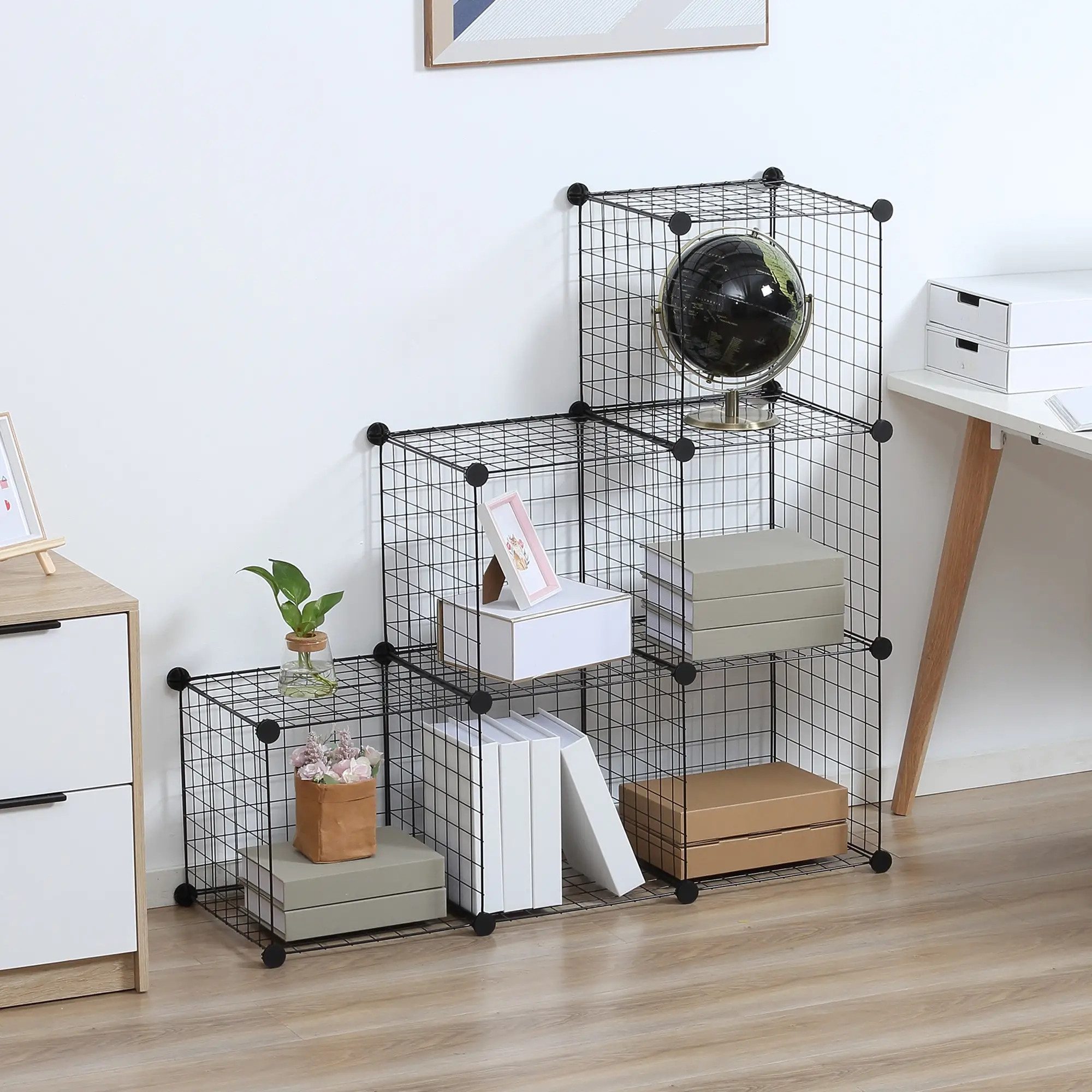 BlingBin Steckregal Würfelregal, Schuhregal, 6/9 Würfel, modularer Aufbau, flexibel, 6 Stück 1-tlg., Anpassbarer Würfelschrank für Kleidung, Bücher, Spielzeug