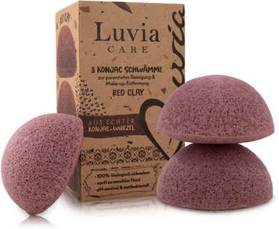 Luvia Cosmetics Gesichtsreinigungsschwamm Konjac Schwamm Set Red Clay, 3 tlg.