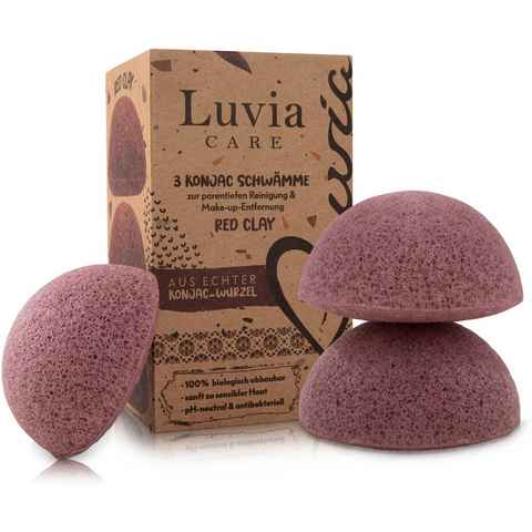 Luvia Cosmetics Gesichtsreinigungsschwamm Konjac Schwamm Set Red Clay, 3 tlg.