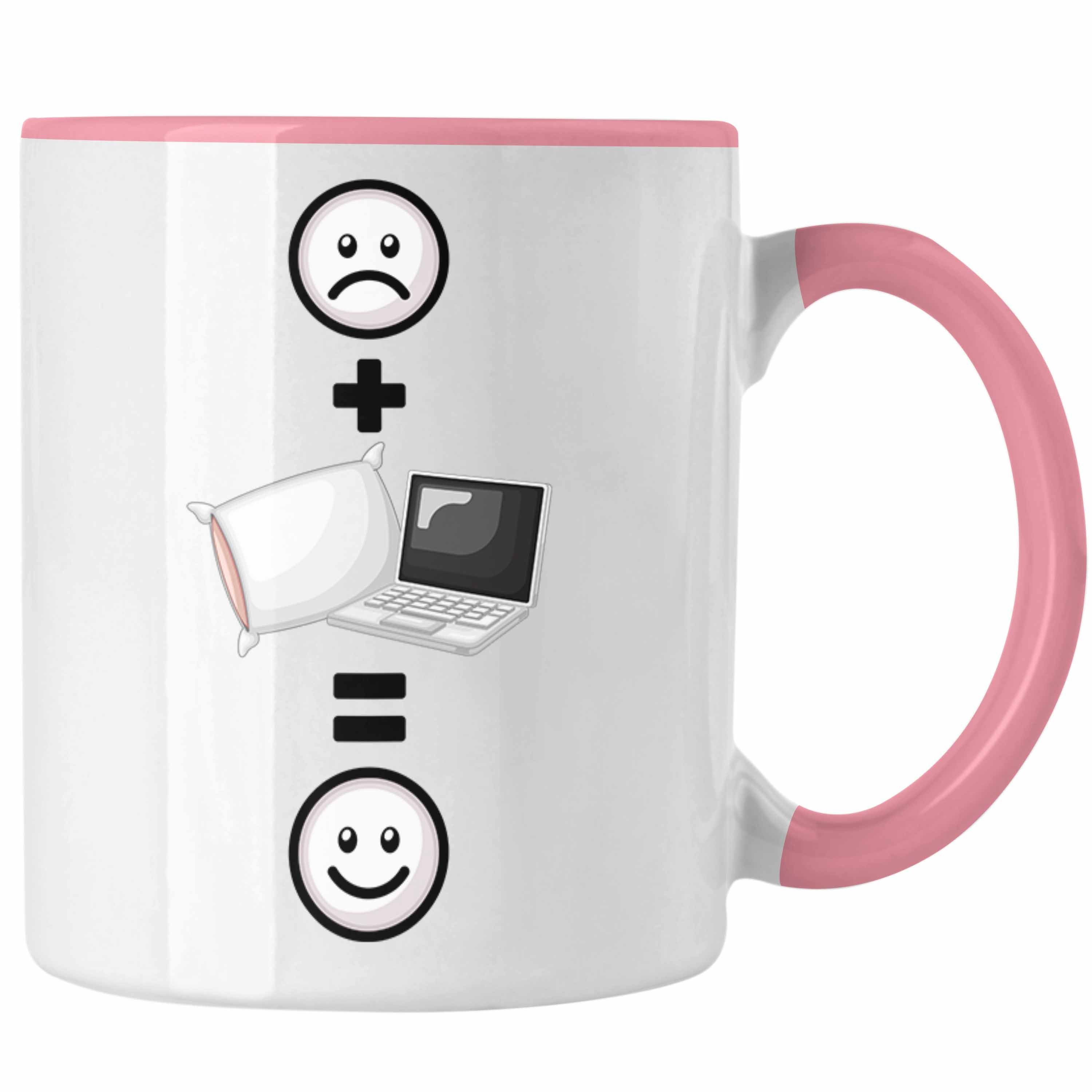 Trendation Tasse Homeoffice Tasse Geschenk für Home Office Liebhaber Lustige Geschenkid Rosa