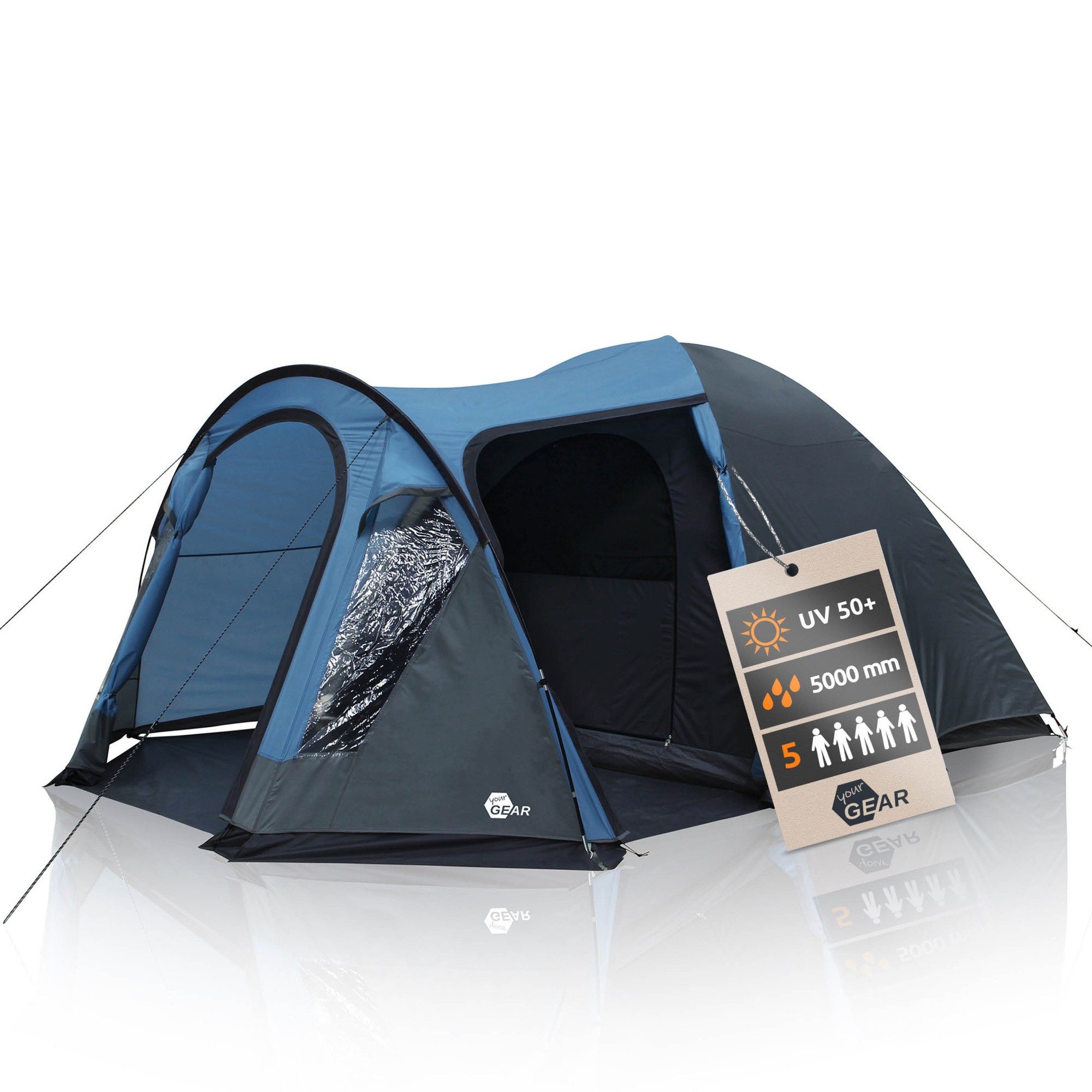 yourGEAR Kuppelzelt yourGEAR Zelt Tivano 5 Personen Kuppelzelt Fenster Stehhöhe 5000mm, Personen: 5