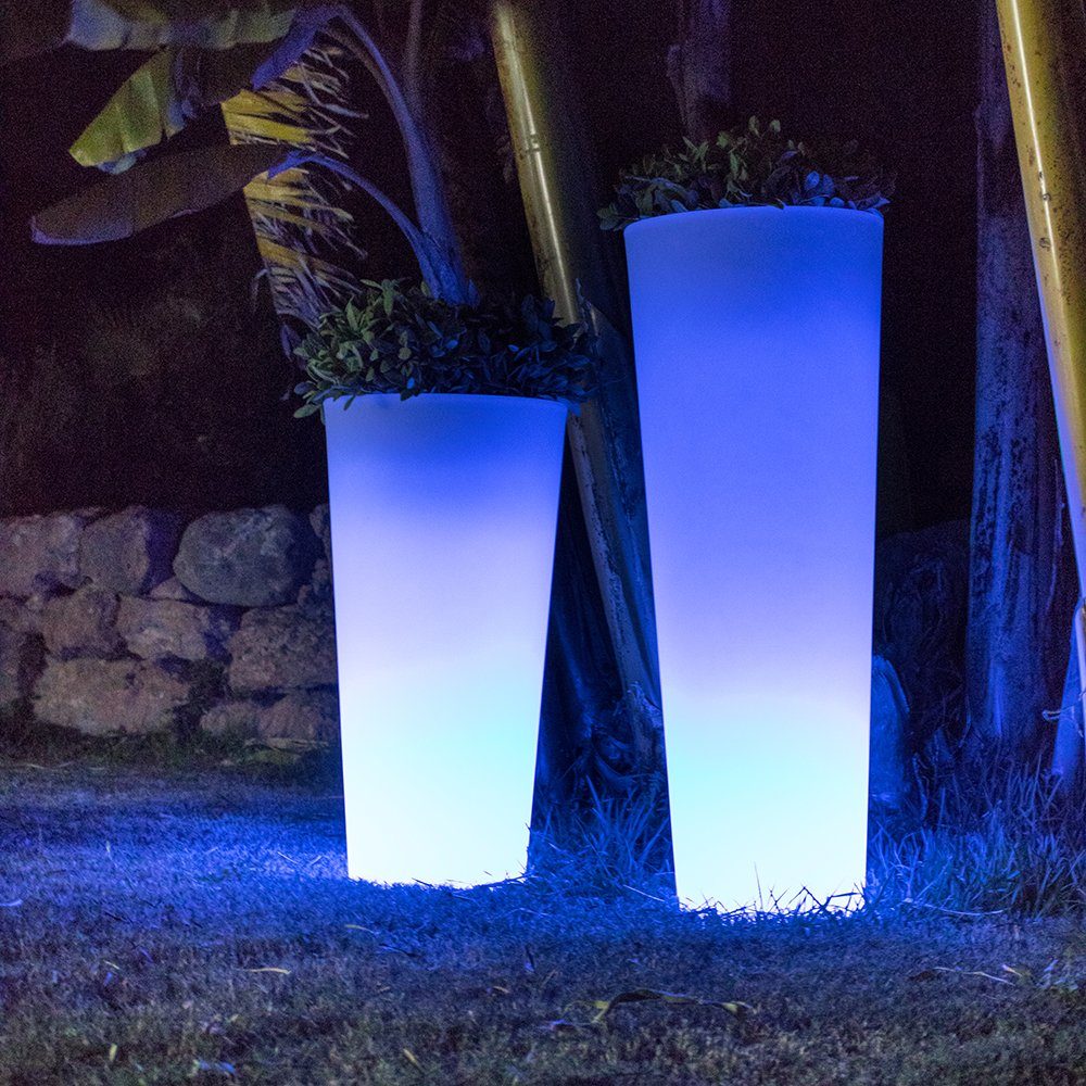 Licht-Trend Gartenleuchte Ficus leuchtender LED Blumentopf mit Akku und  Fernbedienung Weiß, RGB & Warmweiß - Kaltweiß