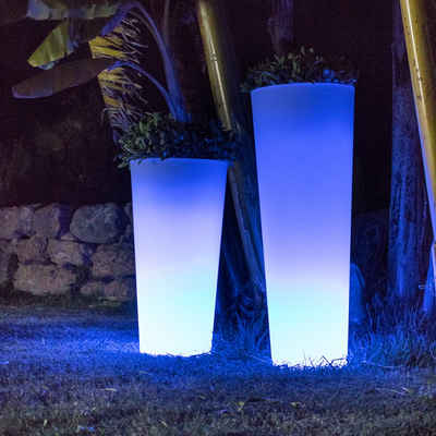 Licht-Trend Gartenleuchte »Ficus leuchtender LED Blumentopf mit Akku und Fernbedienung-Weiß«
