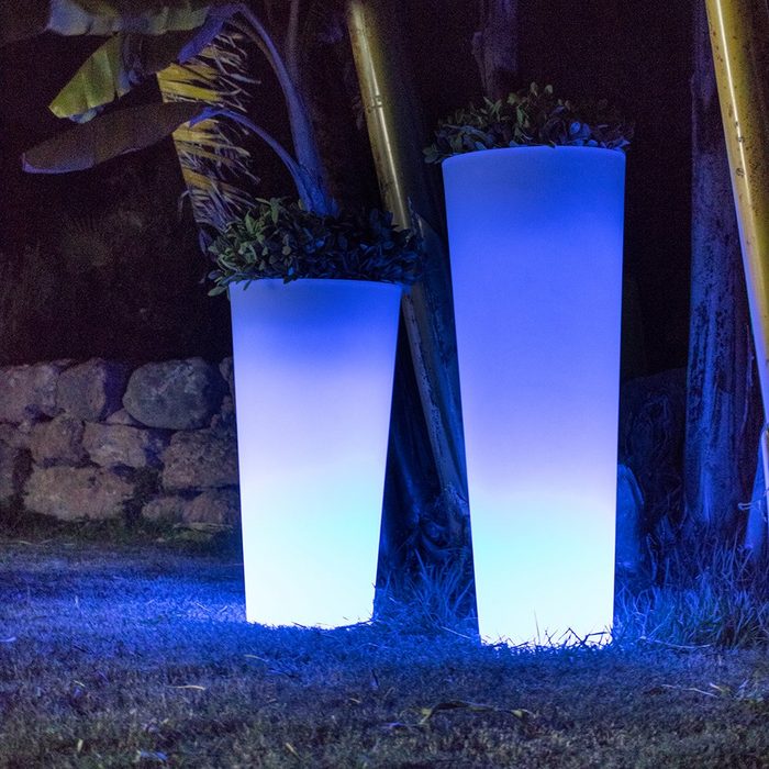 Licht-Trend Gartenleuchte Ficus leuchtender LED Blumentopf mit Akku und Fernbedienung Weiß RGB & Warmweiß - Kaltweiß
