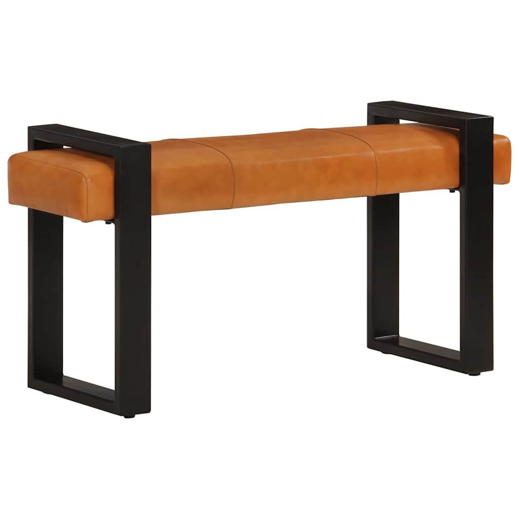 furnicato Truhenbank Komfortable Echtleder Flurbank 110x36x56 cm in Schwarz und Braun, Stabile Sitzbank mit pulverbeschichtetem Gestell aus Eisen für Flure