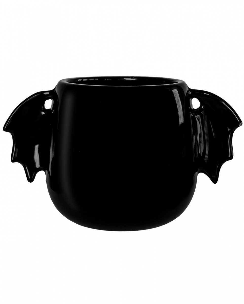 Horror-Shop Tasse Schwarzglänzende Keramik Tasse mit Fledermausflüge, Keramik