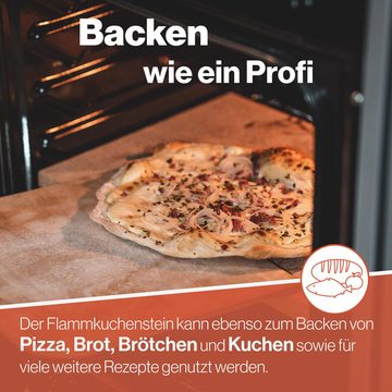 Feuerfest 123 GmbH Pizzastein Flammkuchenstein Backstein Eckig - Für Backofen, Ofen & Gas Grill, (Flammkuchen wie vom Italiener für zu Hause), Backstein Lebensmittelecht Schamottstein