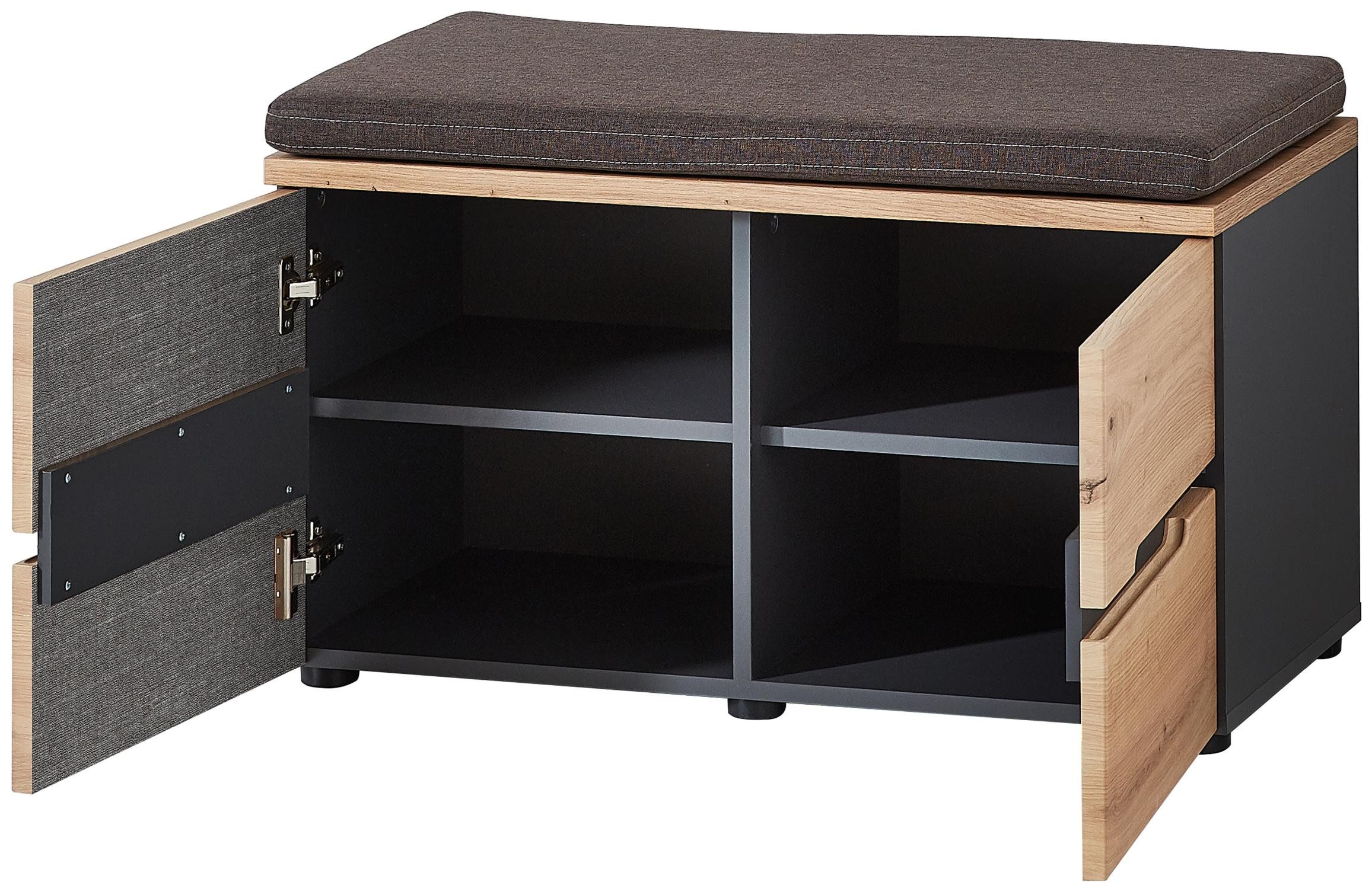 Innostyle Polsterbank Garderobenbank Flurbank MEMPHIS Artisan Eiche Nachbildung inkl. Kissen