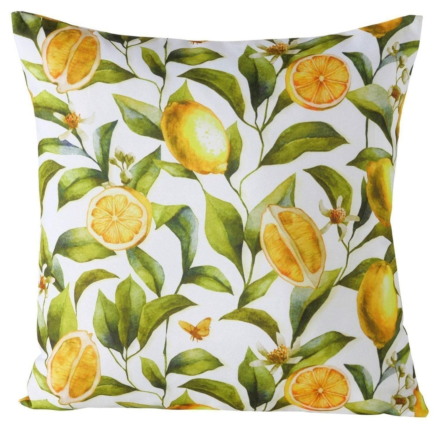 BOLTZE GRUPPE GmbH Dekokissen ZITRONELLA, Weiß, Gelb, Grün, 45 x 45 cm, mit Füllung und Reißverschluss